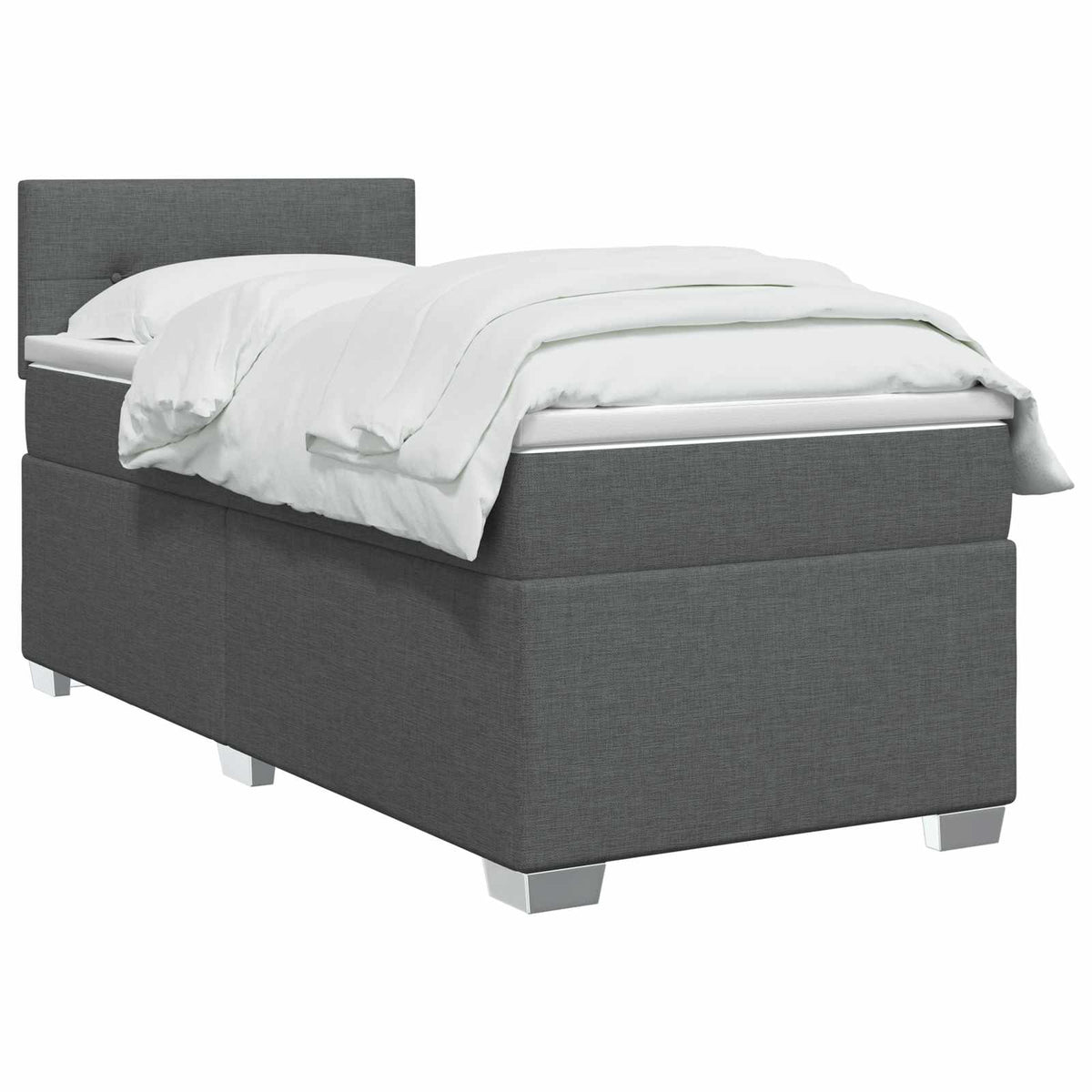 Box Spring Bed with Mattress Dark Grey 107 x 203 cm Fabric