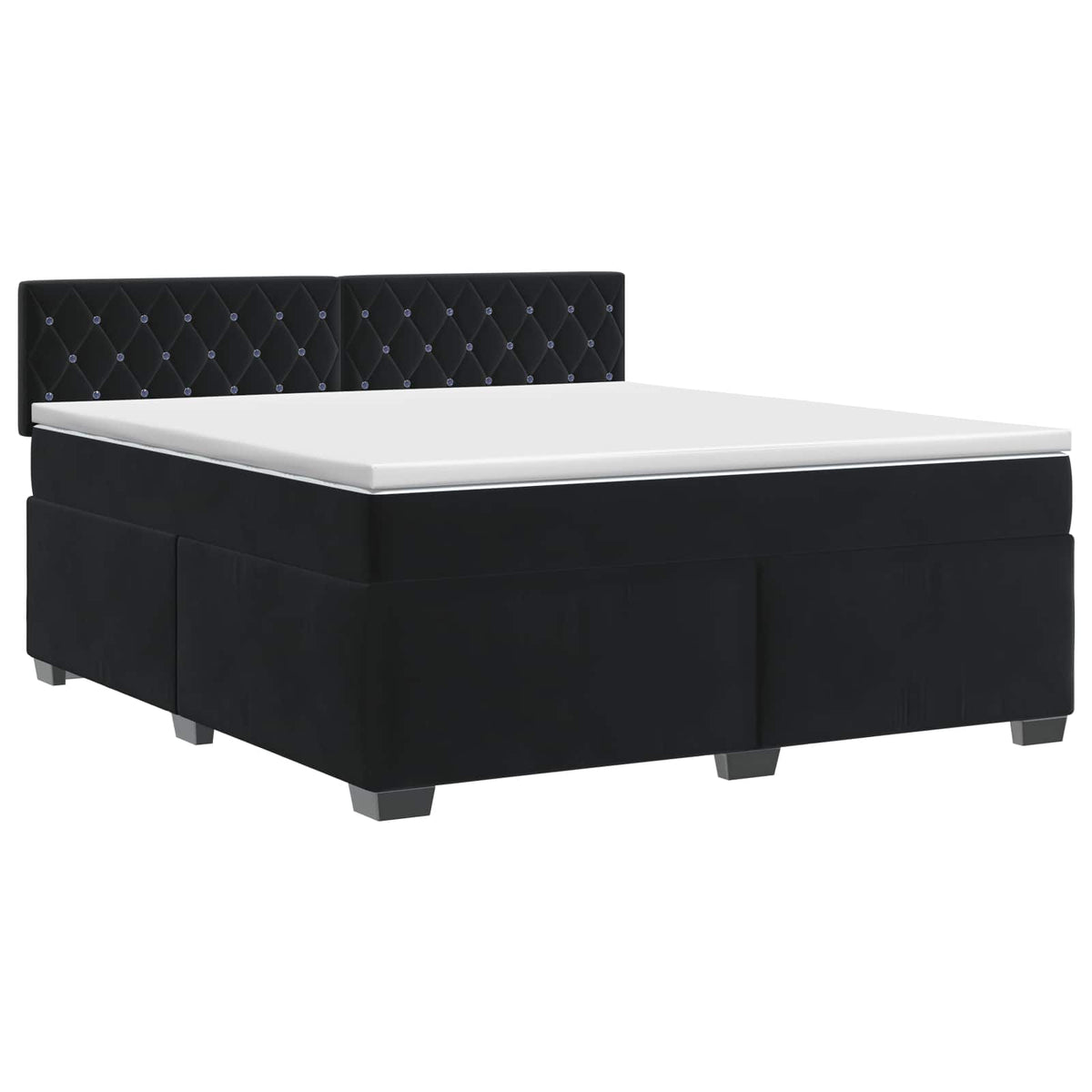 Box Spring Bed with Mattress Black 153 x 203 cm Velvet