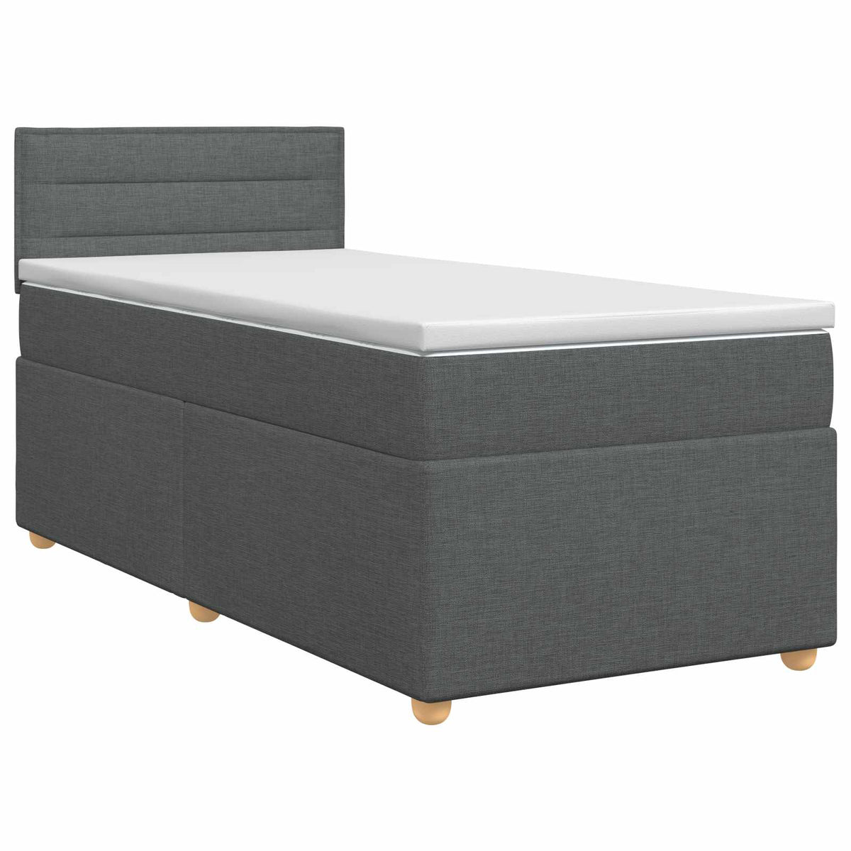 Box Spring Bed with Mattress Dark Grey 107 x 203 cm Fabric