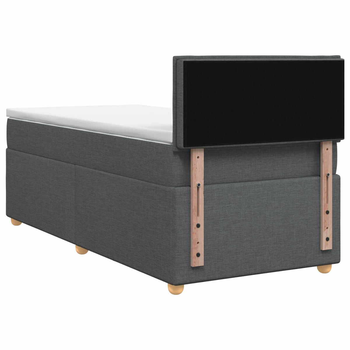 Box Spring Bed with Mattress Dark Grey 107 x 203 cm Fabric