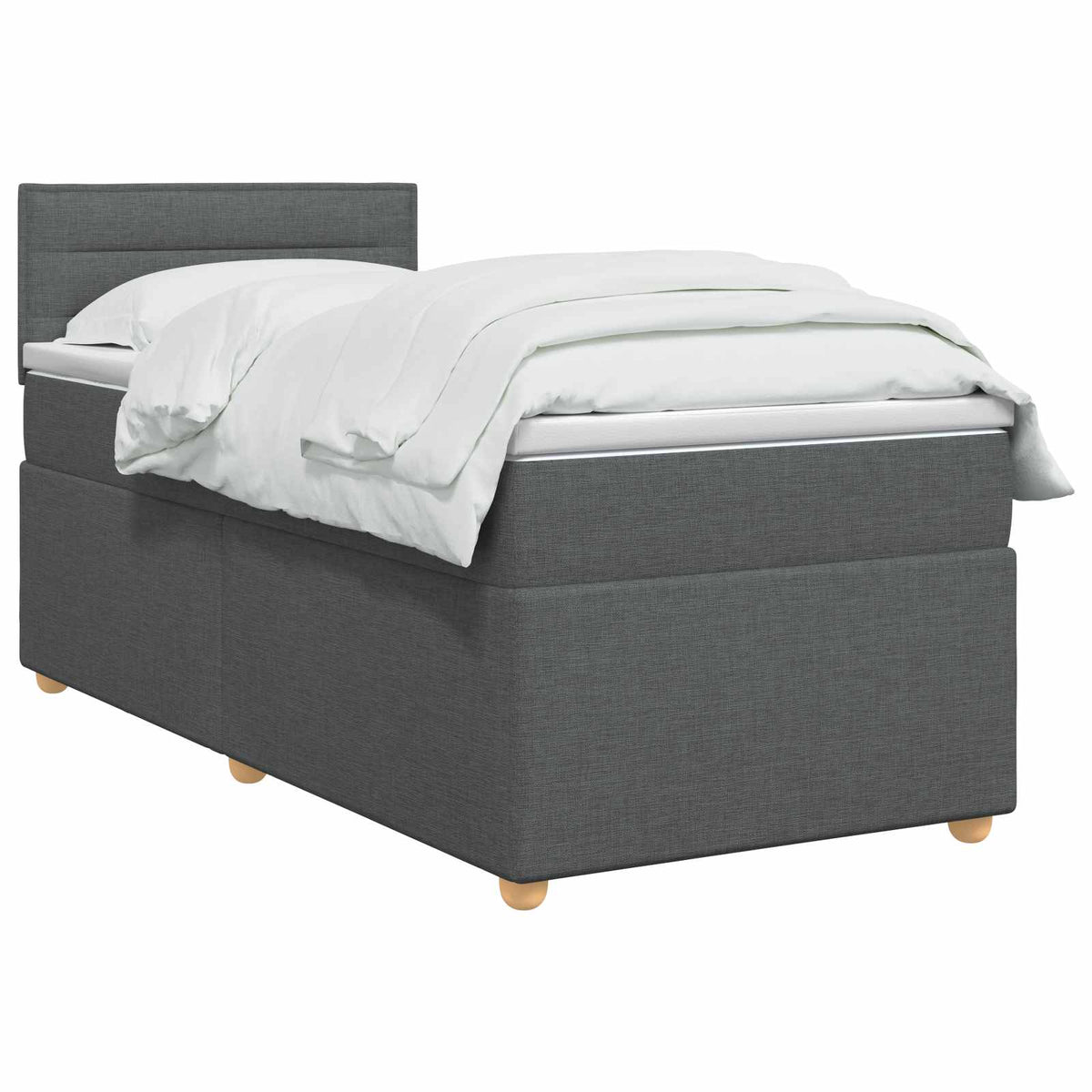 Box Spring Bed with Mattress Dark Grey 107 x 203 cm Fabric