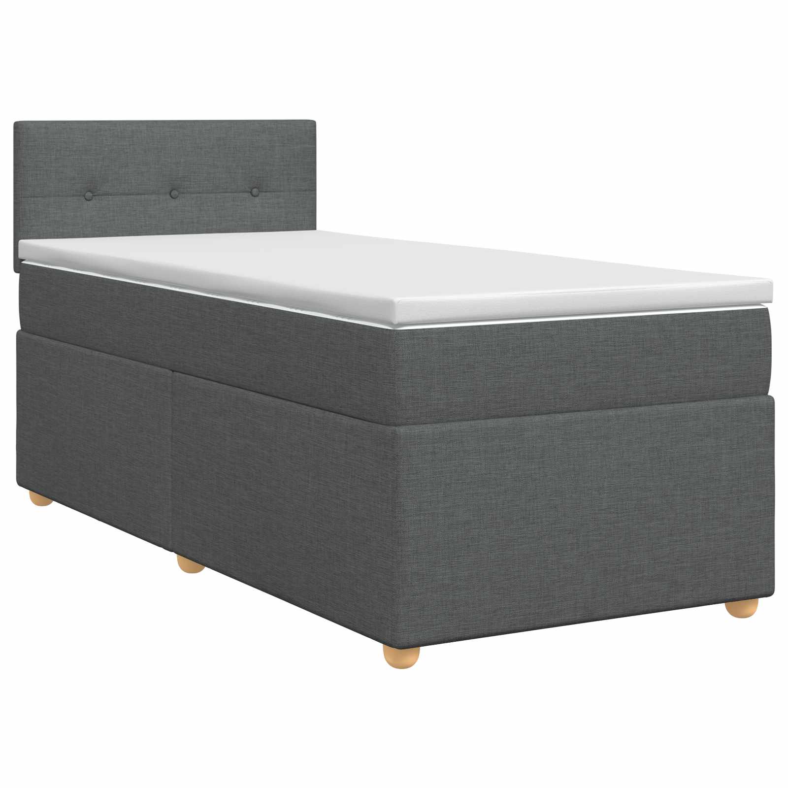 Box Spring Bed with Mattress Dark Grey 107 x 203 cm Fabric