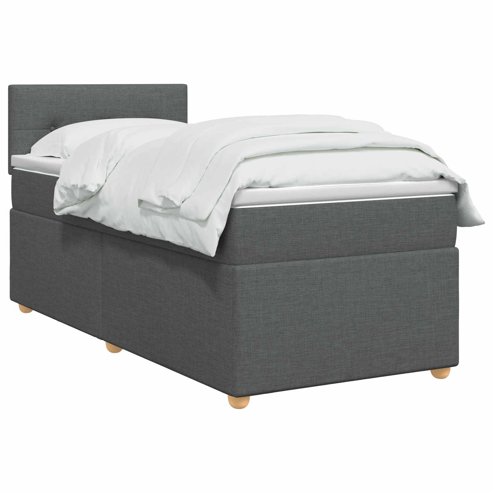 Box Spring Bed with Mattress Dark Grey 107 x 203 cm Fabric