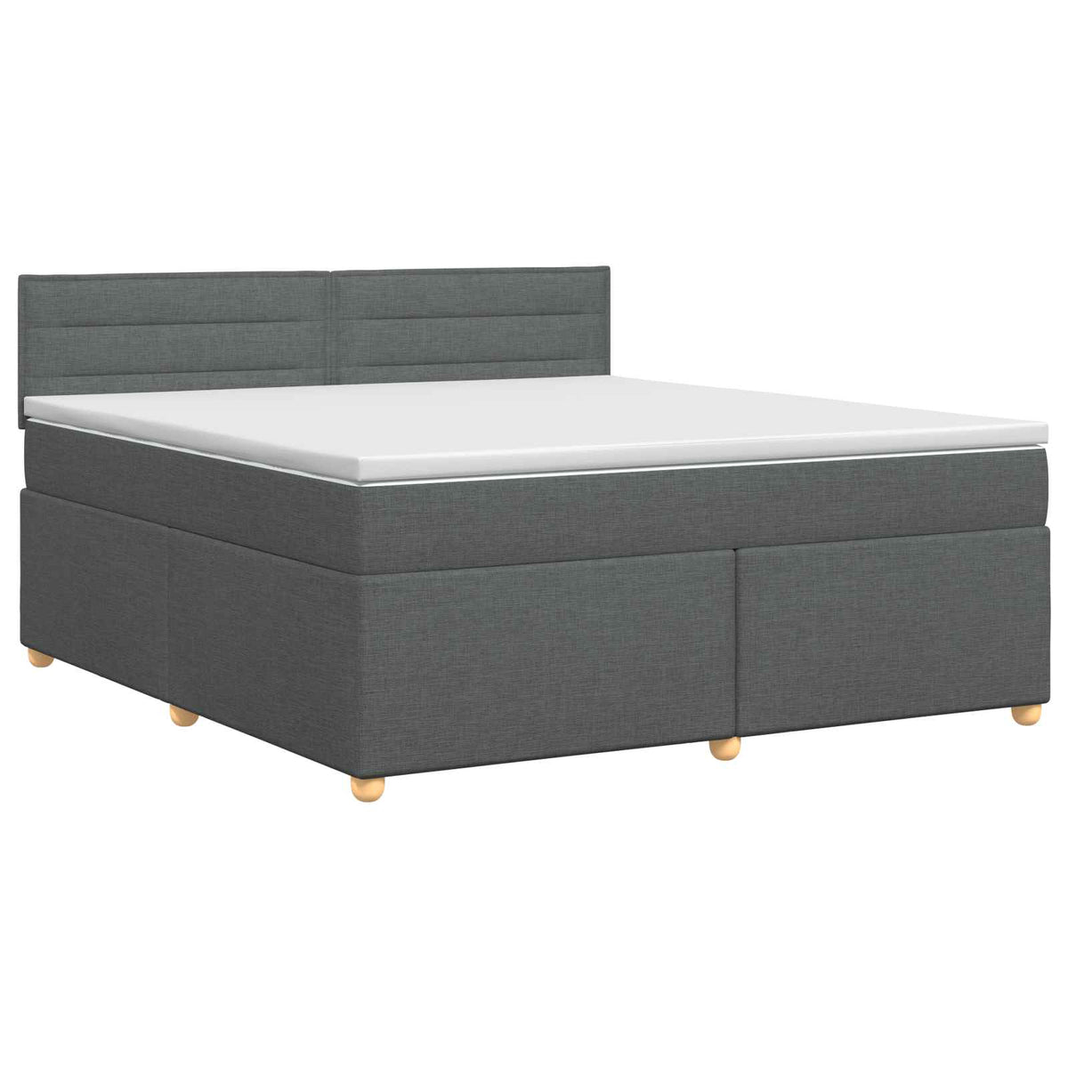 Box Spring Bed with Mattress Dark Grey 153 x 203 cm Fabric