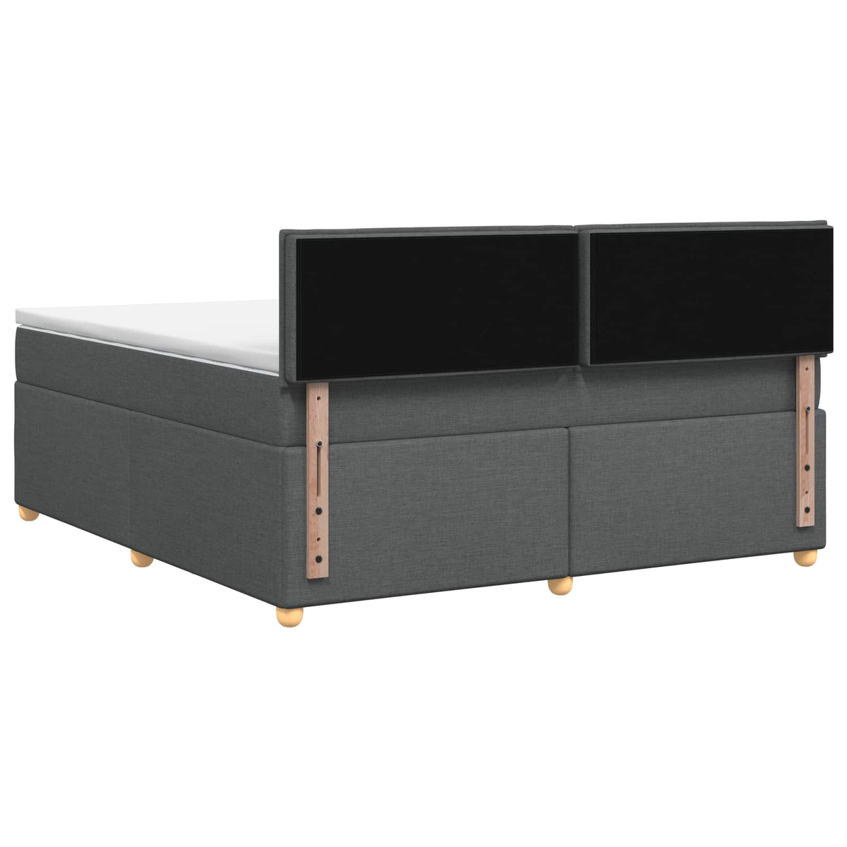 Box Spring Bed with Mattress Dark Grey 153 x 203 cm Fabric