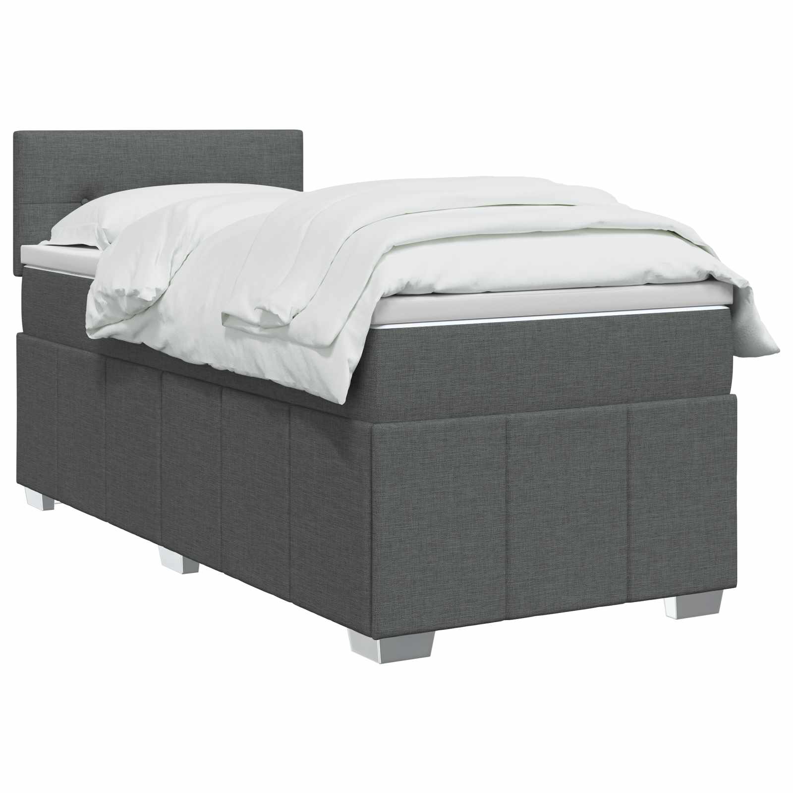 Box Spring Bed with Mattress Dark Grey 107 x 203 cm Fabric