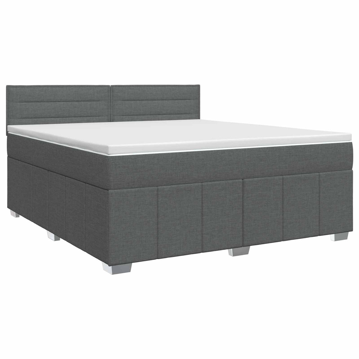 Box Spring Bed with Mattress Dark Grey 153 x 203 cm Fabric