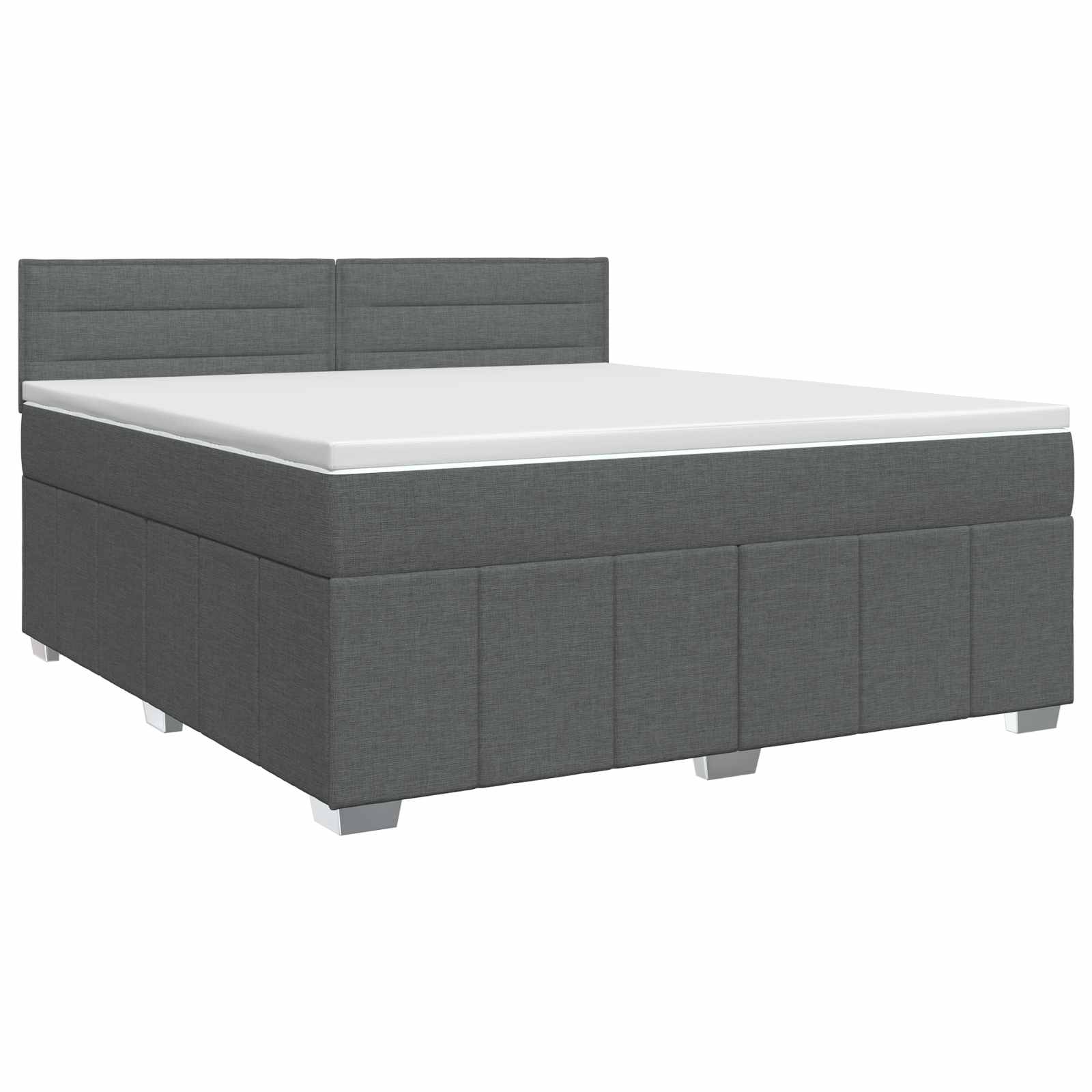 Box Spring Bed with Mattress Dark Grey 153 x 203 cm Fabric
