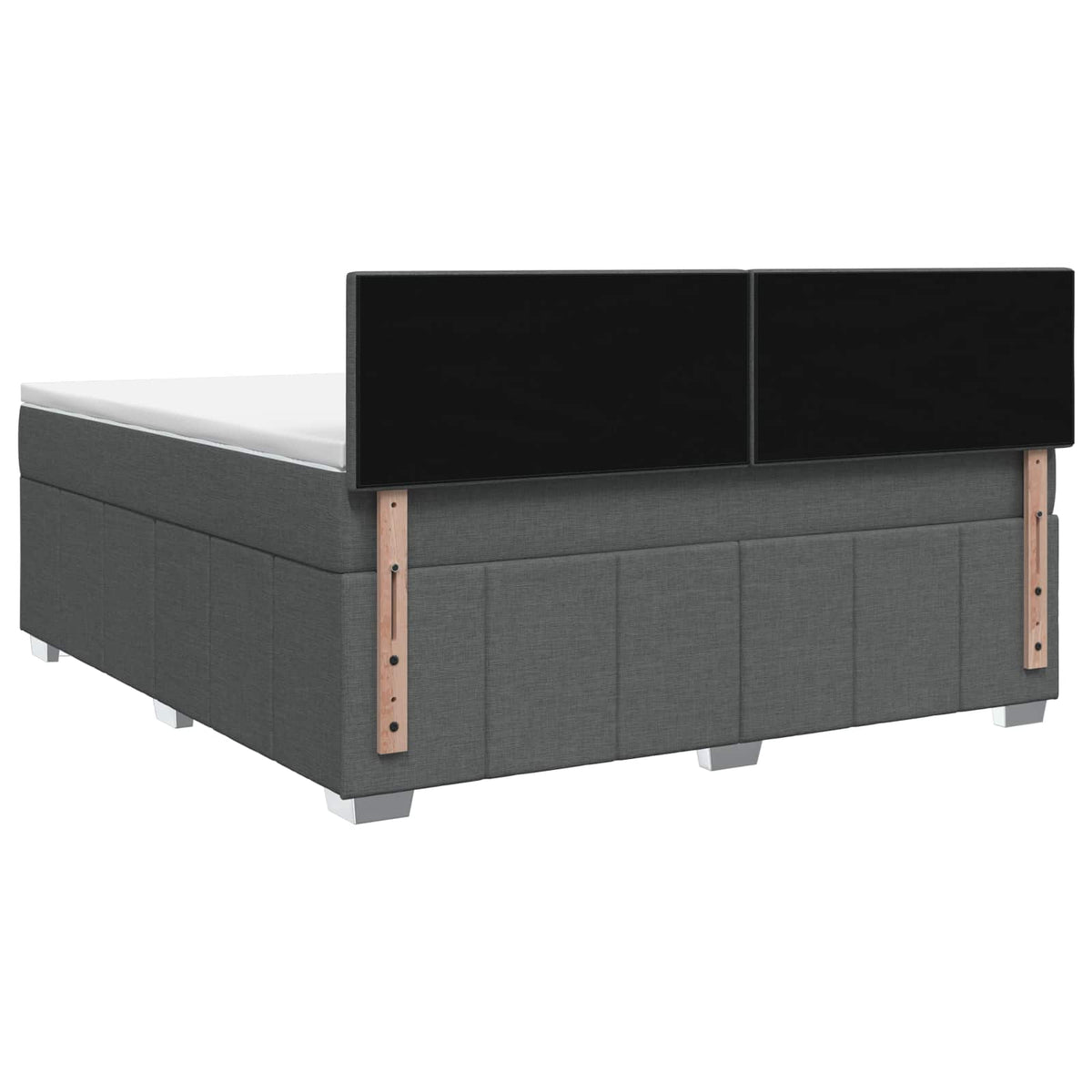 Box Spring Bed with Mattress Dark Grey 153 x 203 cm Fabric