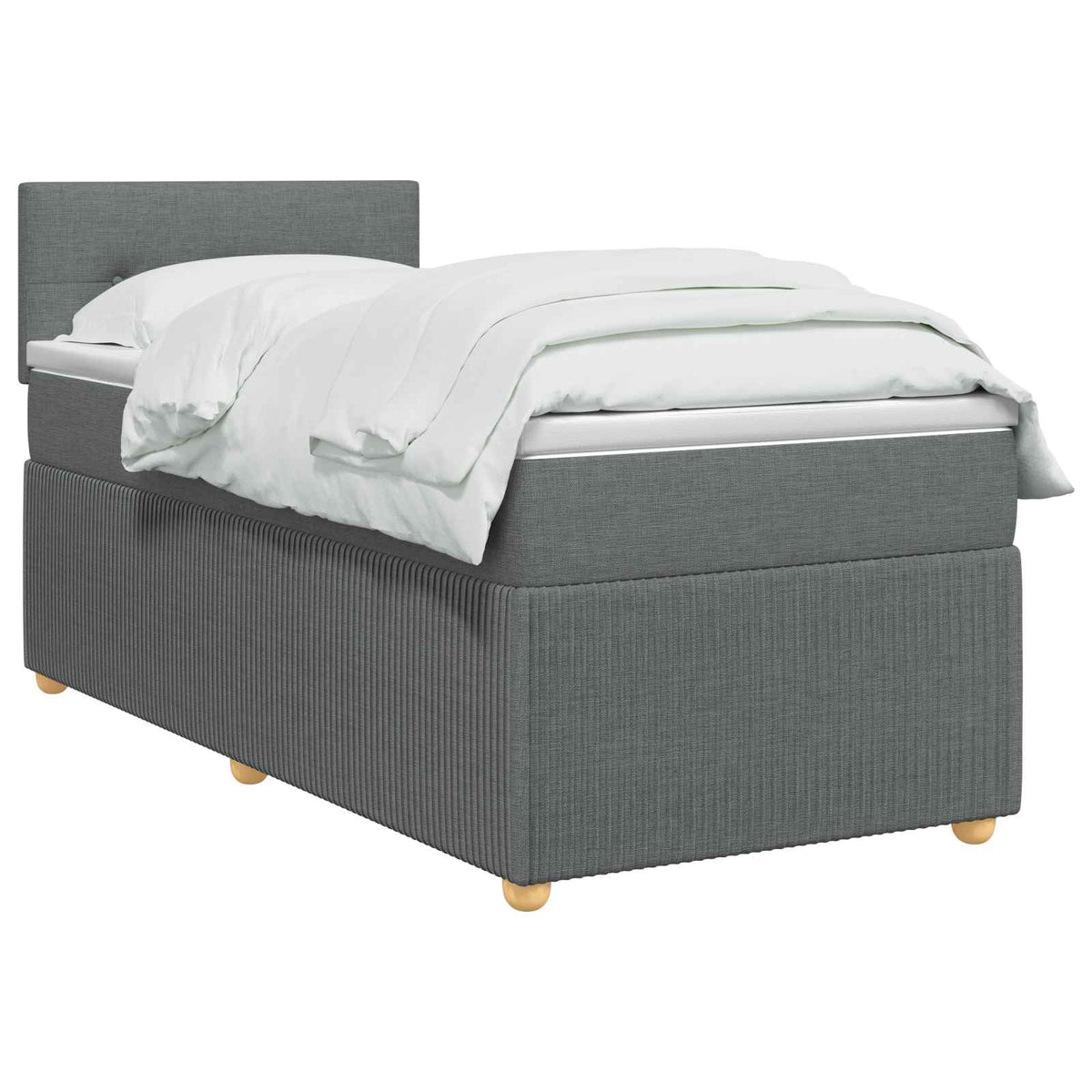 Box Spring Bed with Mattress Dark Grey 107 x 203 cm Fabric