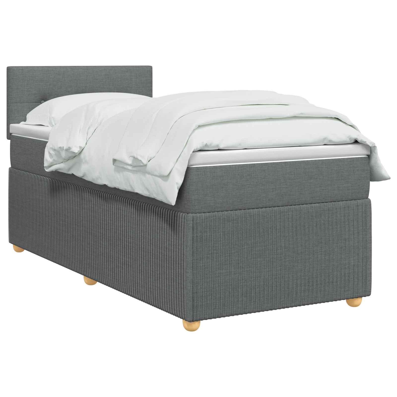 Box Spring Bed with Mattress Dark Grey 107 x 203 cm Fabric