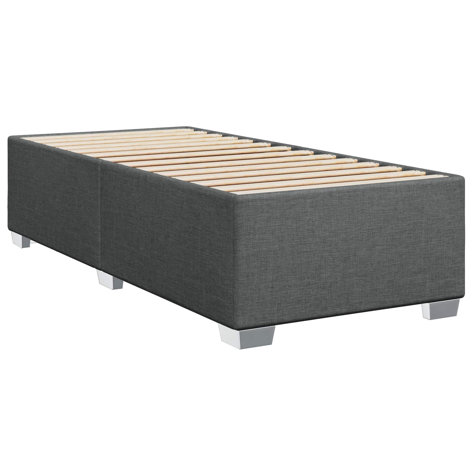 Box Spring Bed with Mattress and LED Dark Grey King Single
