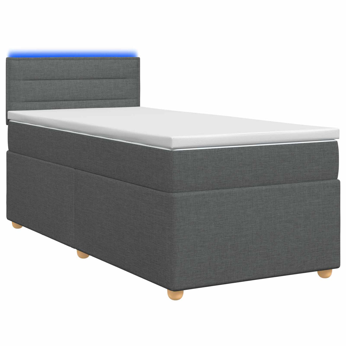 Box Spring Bed with Mattress and LED Dark Grey 107 x 203 cm