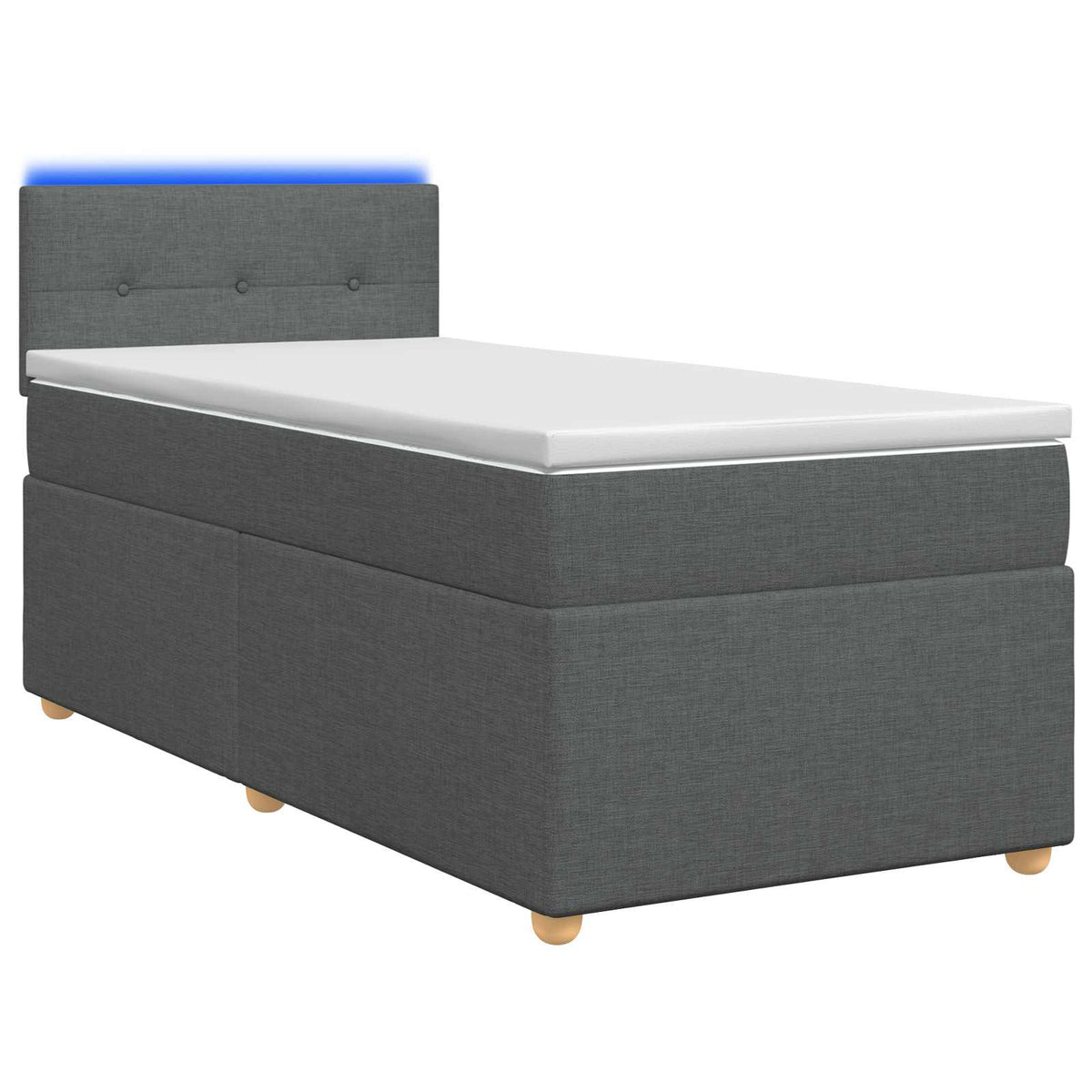 Box Spring Bed with Mattress and LED Dark Grey 107 x 203 cm