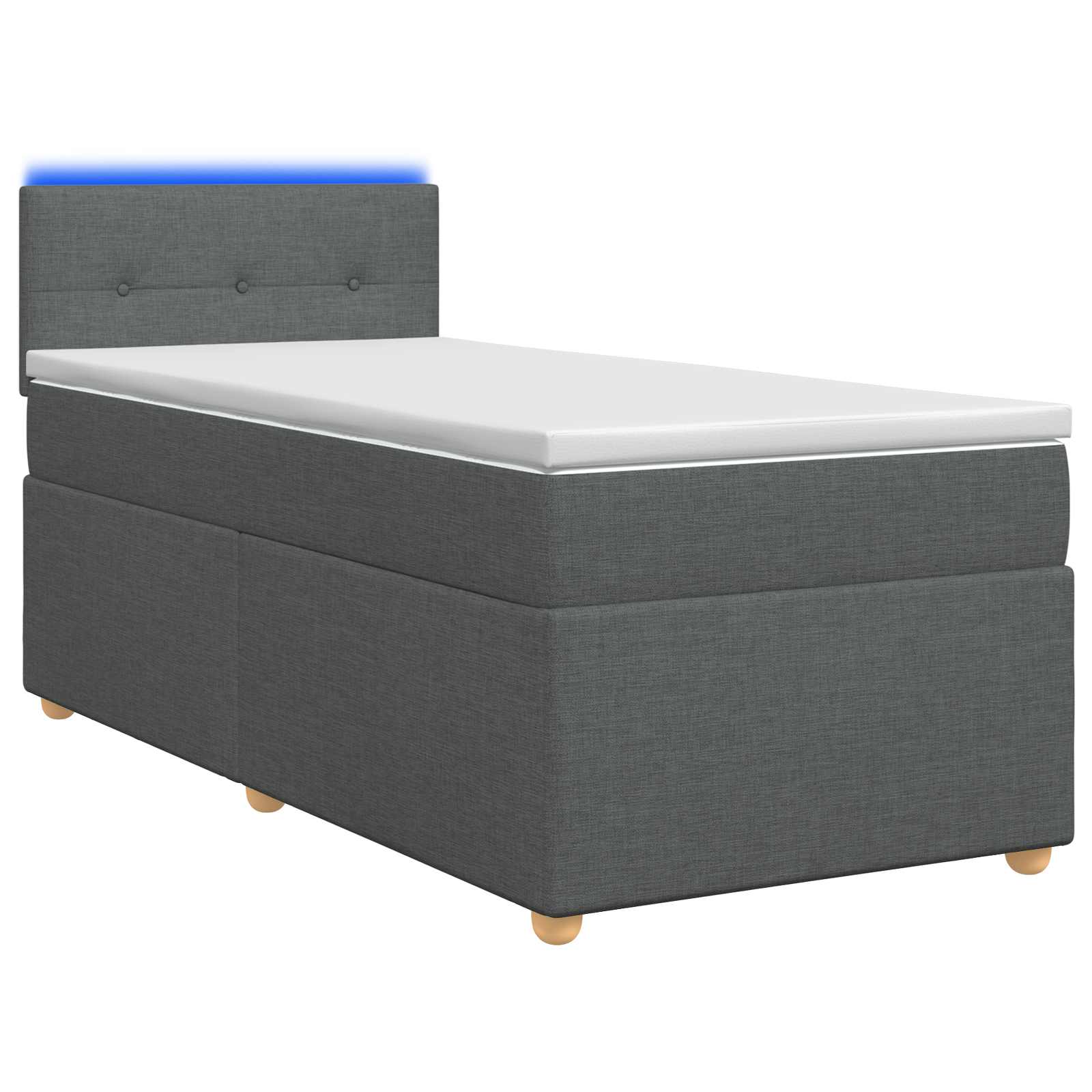 Box Spring Bed with Mattress and LED Dark Grey 107 x 203 cm