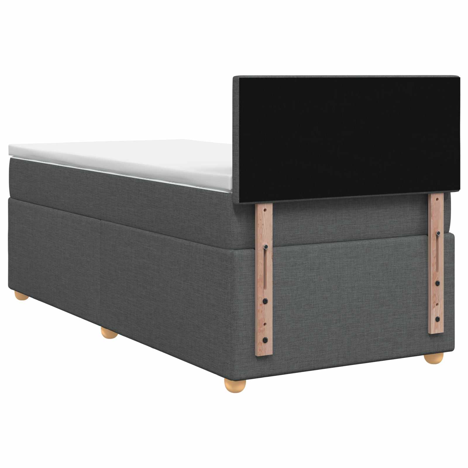 Box Spring Bed with Mattress and LED Dark Grey 107 x 203 cm