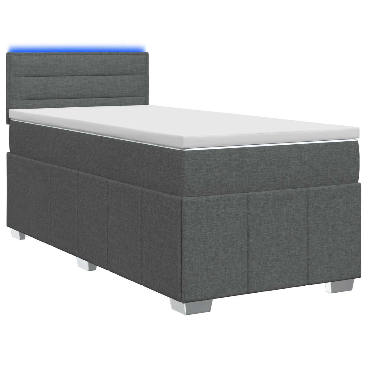 Box Spring Bed with Mattress and LED Dark Grey 107 x 203 cm
