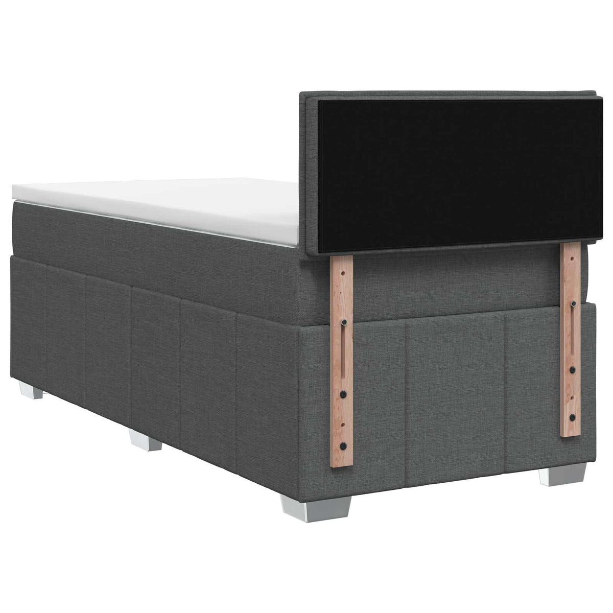 Box Spring Bed with Mattress and LED Dark Grey 107 x 203 cm