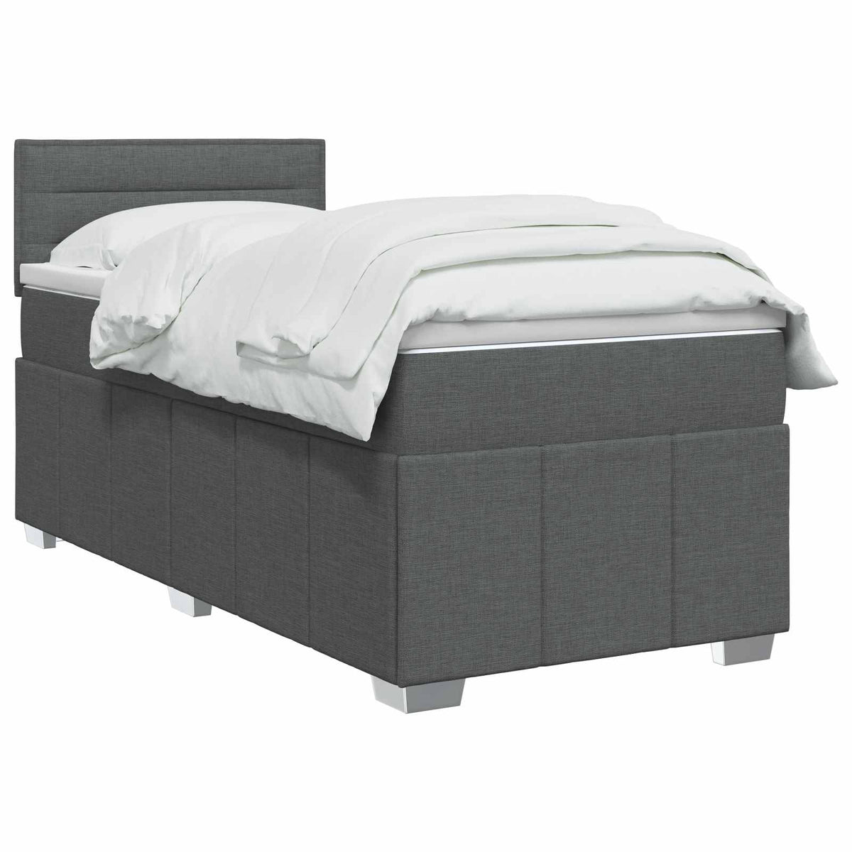 Box Spring Bed with Mattress and LED Dark Grey 107 x 203 cm