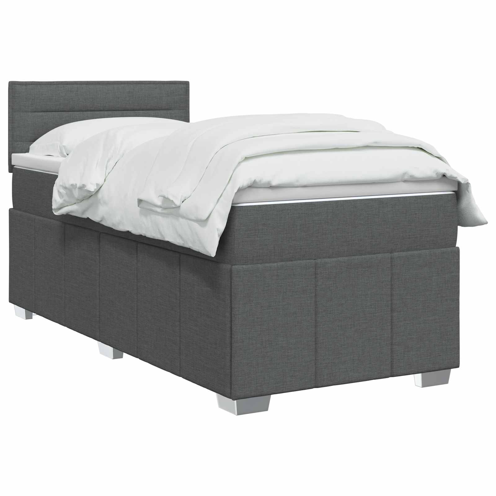 Box Spring Bed with Mattress and LED Dark Grey 107 x 203 cm