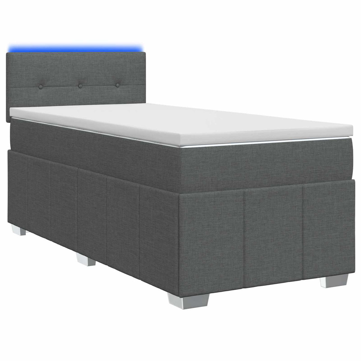 Box Spring Bed with Mattress and LED Dark Grey 107 x 203 cm