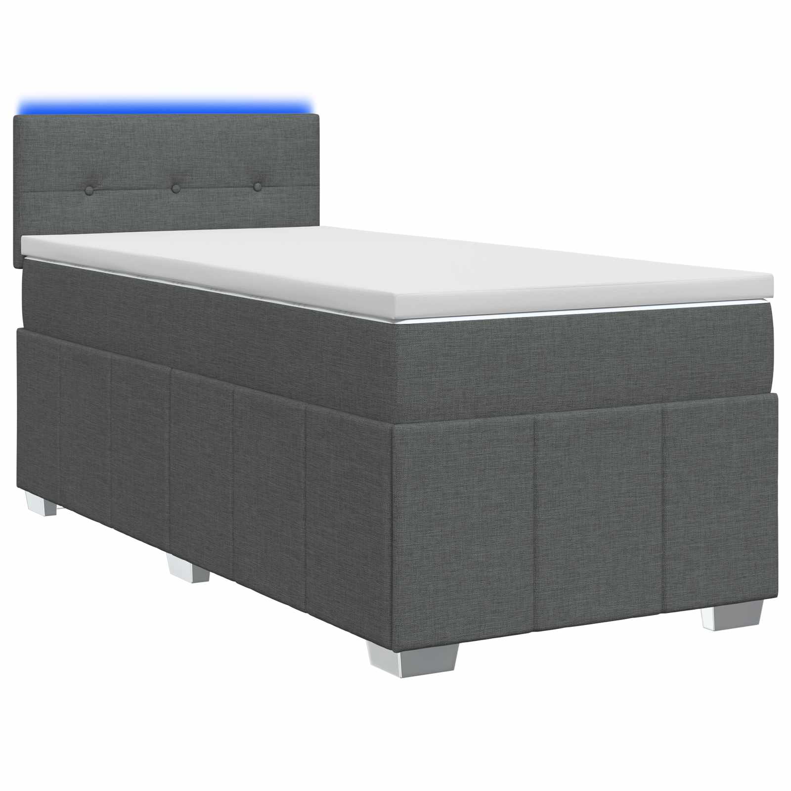 Box Spring Bed with Mattress and LED Dark Grey 107 x 203 cm