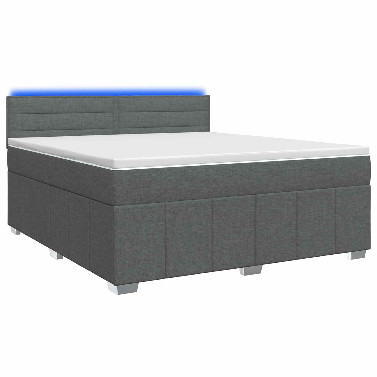 Box Spring Bed with Mattress and LED Dark Grey 140 x 190 cm
