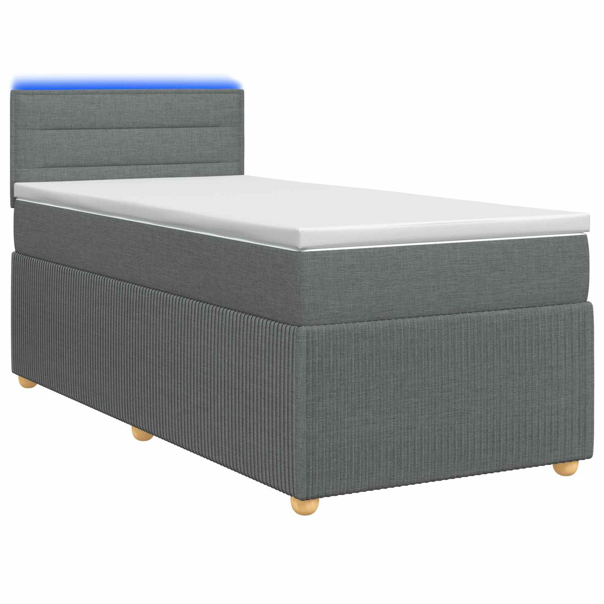 Box Spring Bed with Mattress and LED Dark Grey 107 x 203 cm