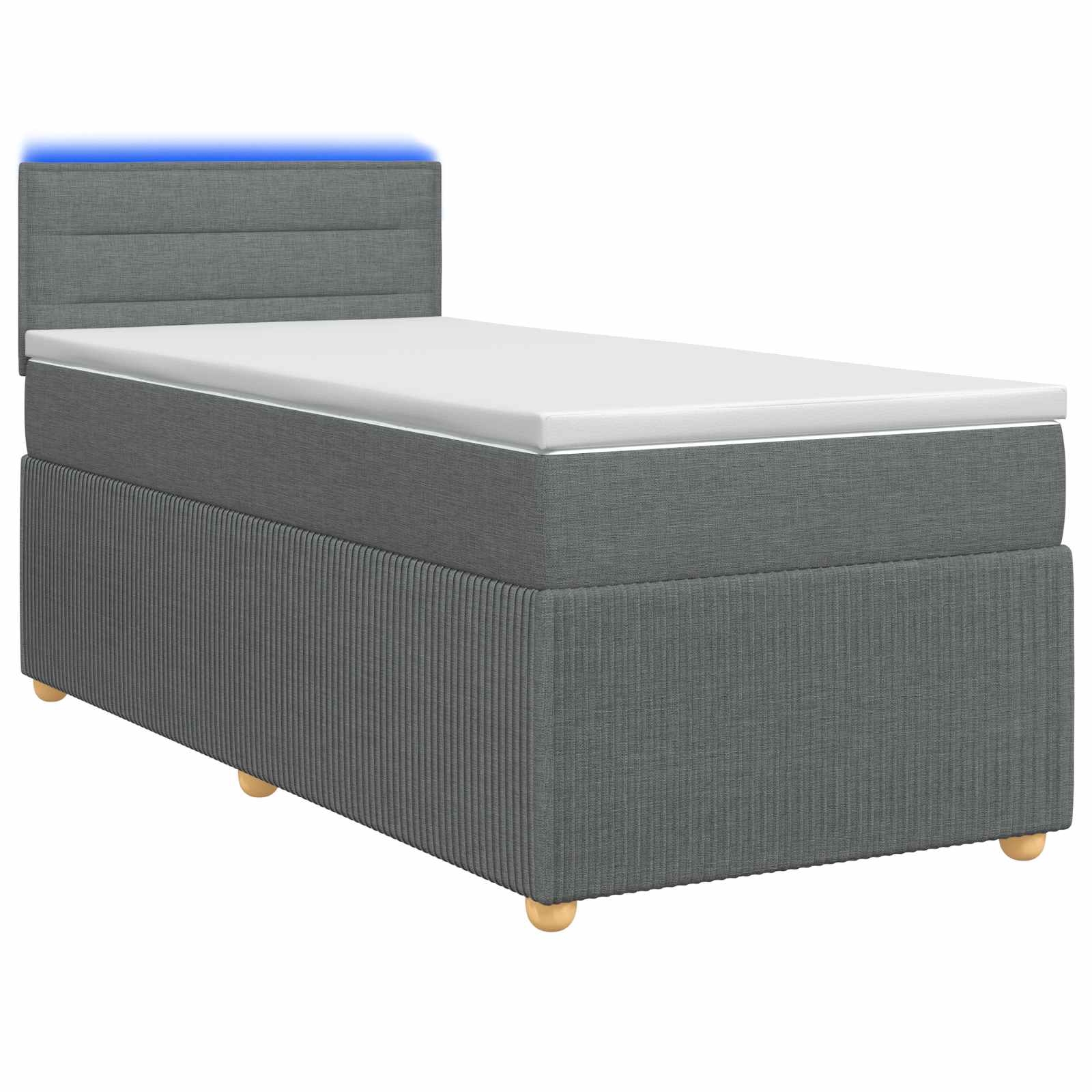 Box Spring Bed with Mattress and LED Dark Grey 107 x 203 cm