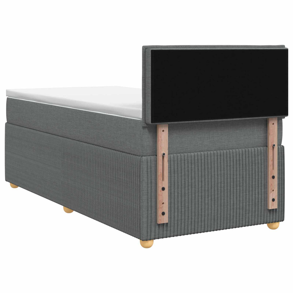 Box Spring Bed with Mattress and LED Dark Grey 107 x 203 cm
