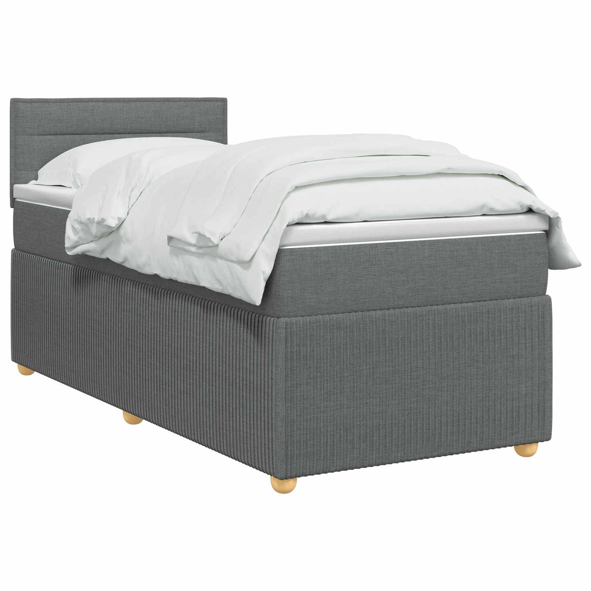 Box Spring Bed with Mattress and LED Dark Grey 107 x 203 cm