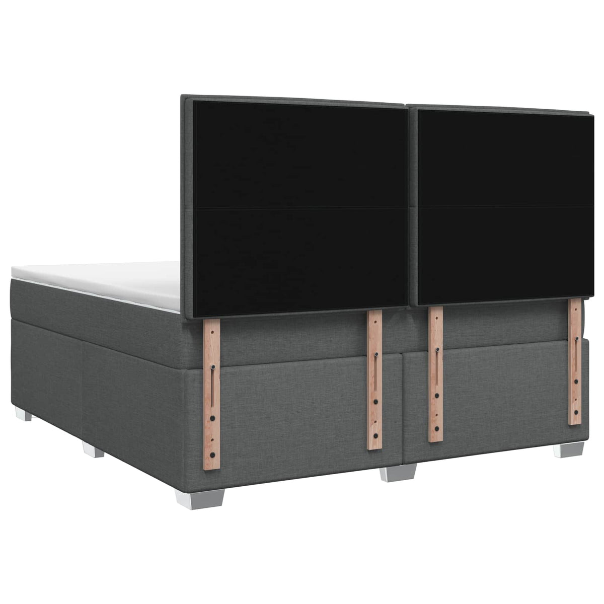 Box Spring Bed with Mattress Dark Grey Double Fabric