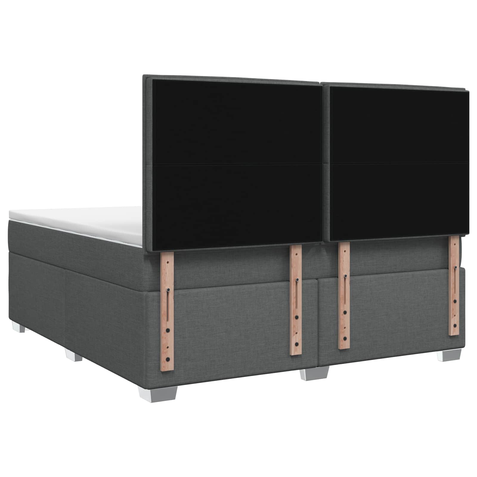 Box Spring Bed with Mattress Dark Grey Double Fabric
