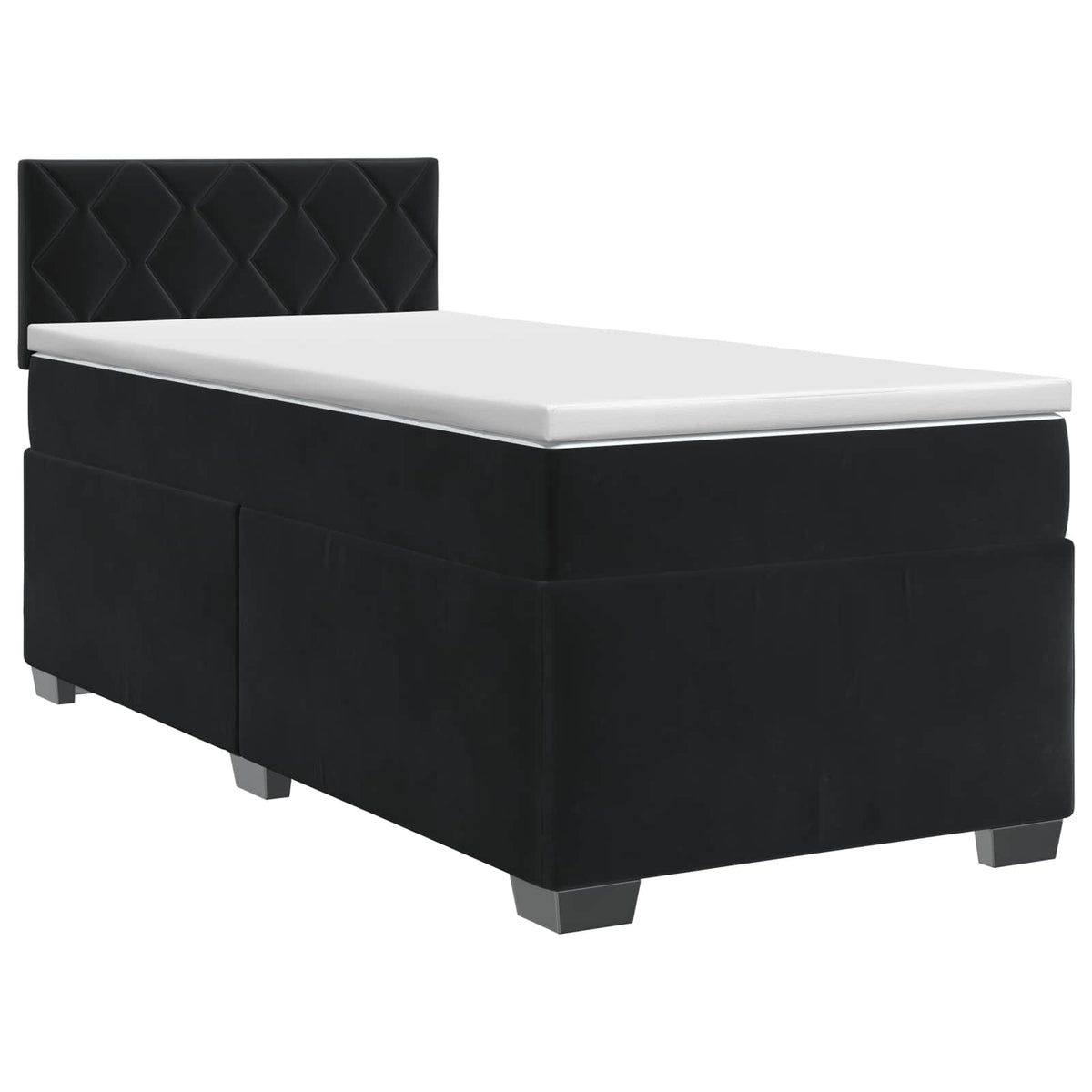 Box Spring Bed with Mattress Black 107 x 203 cm Velvet
