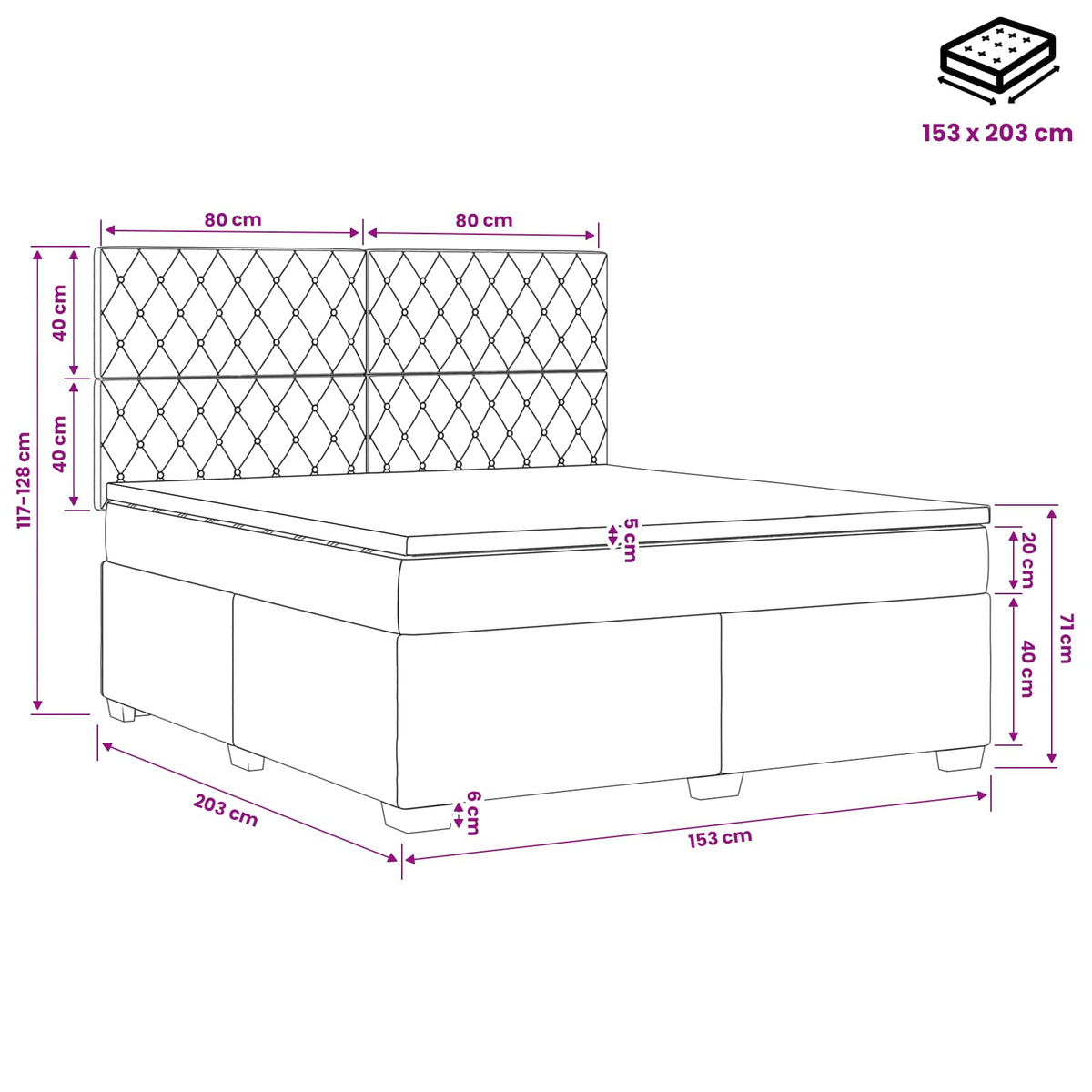 Box Spring Bed with Mattress with Headboard Black Queen Velvet