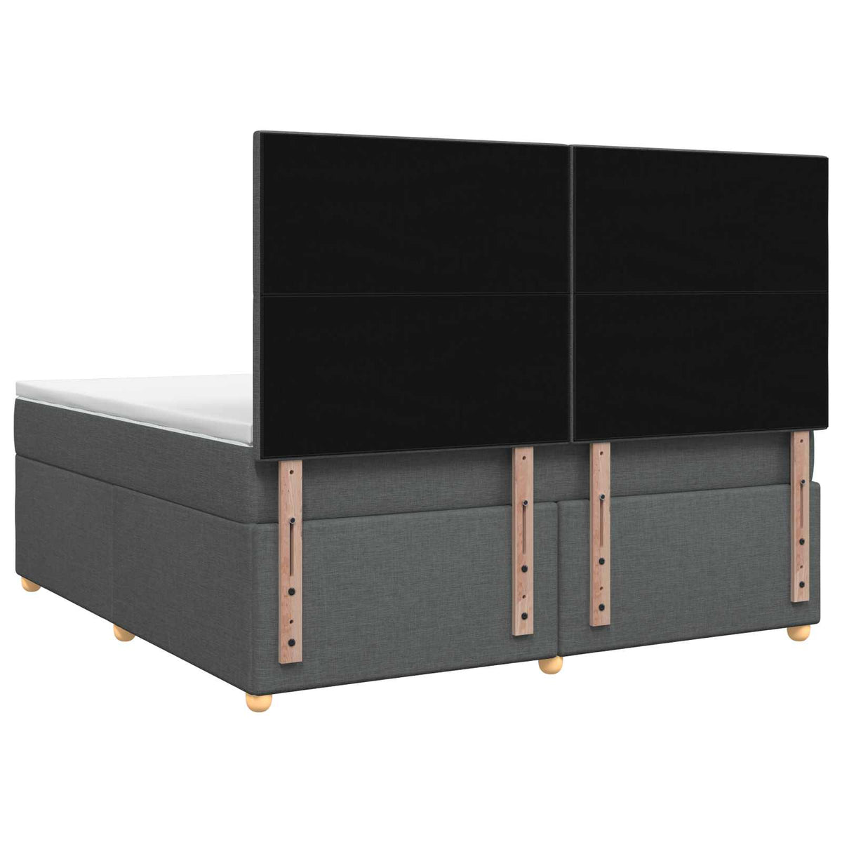 Box Spring Bed with Mattress Dark Grey Queen Fabric