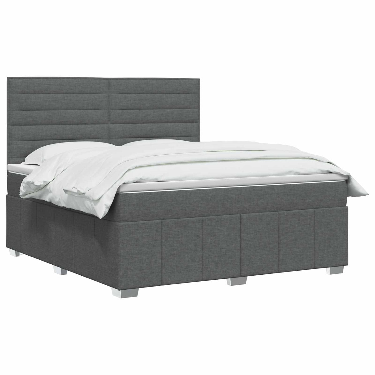 Box Spring Bed with Mattress Dark Grey Double Fabric
