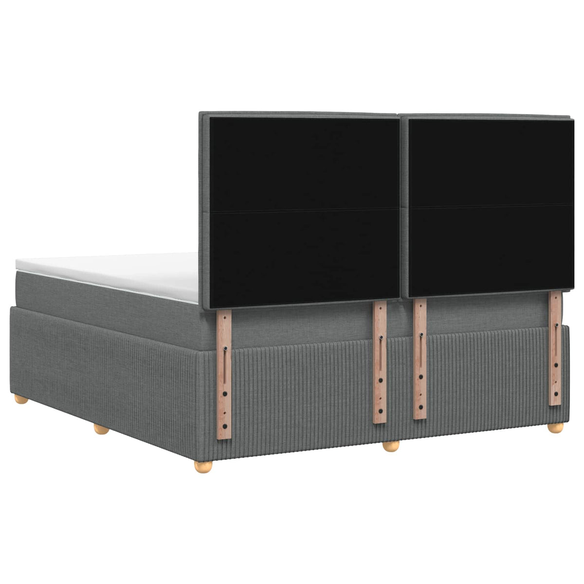 Box Spring Bed with Mattress Dark Grey Double Fabric