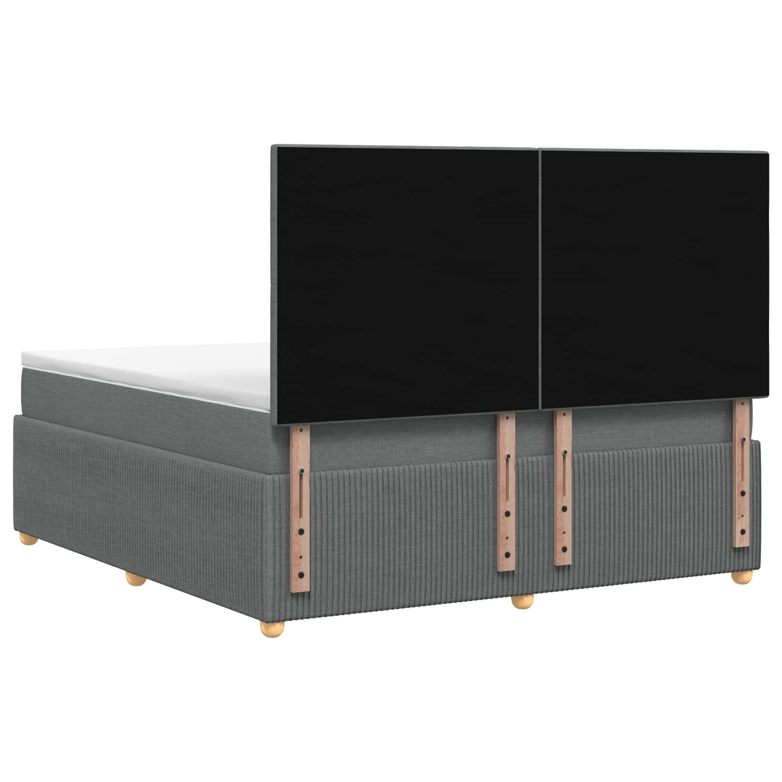 Box Spring Bed with Mattress Dark Grey Queen Fabric
