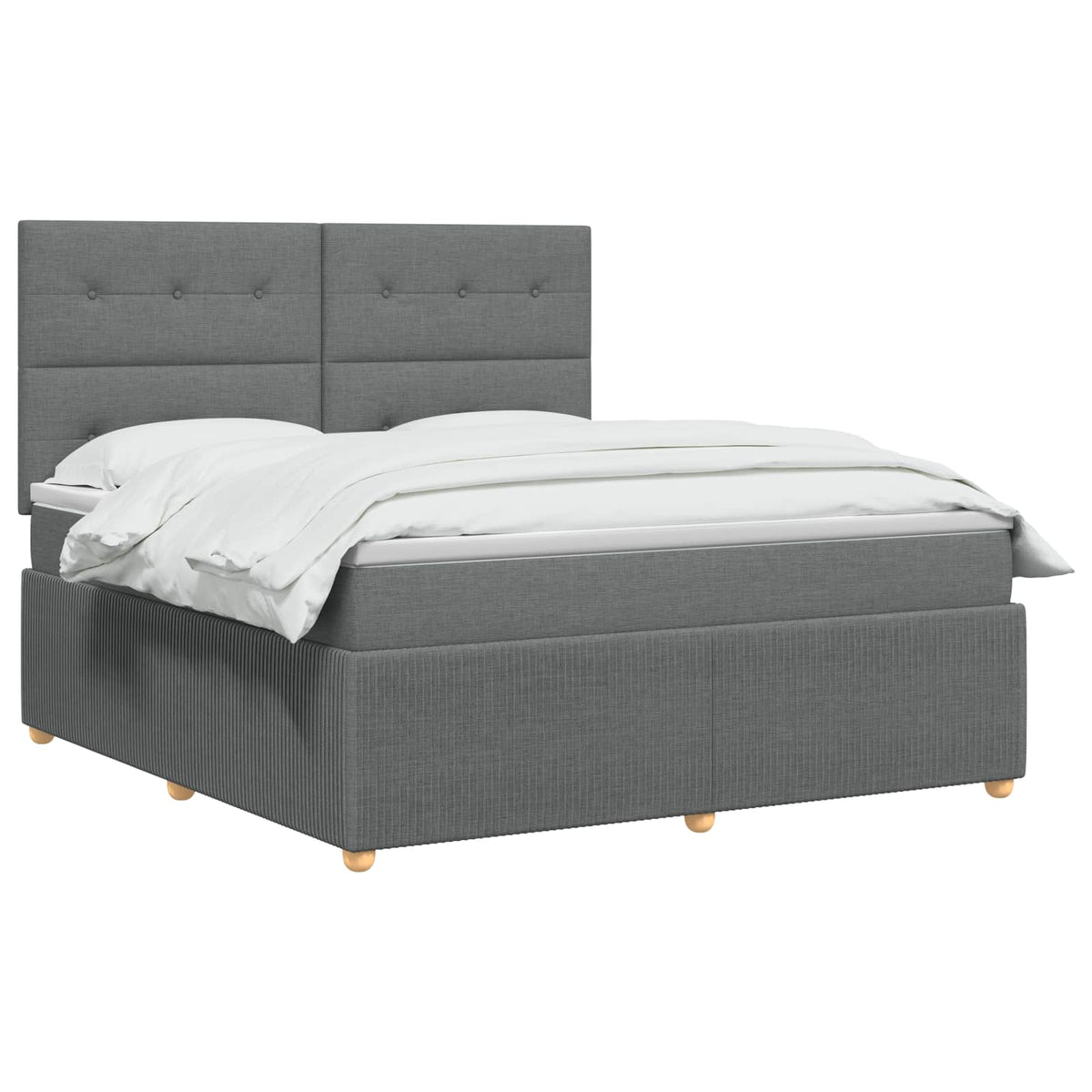 Box Spring Bed with Mattress Dark Grey Queen Fabric