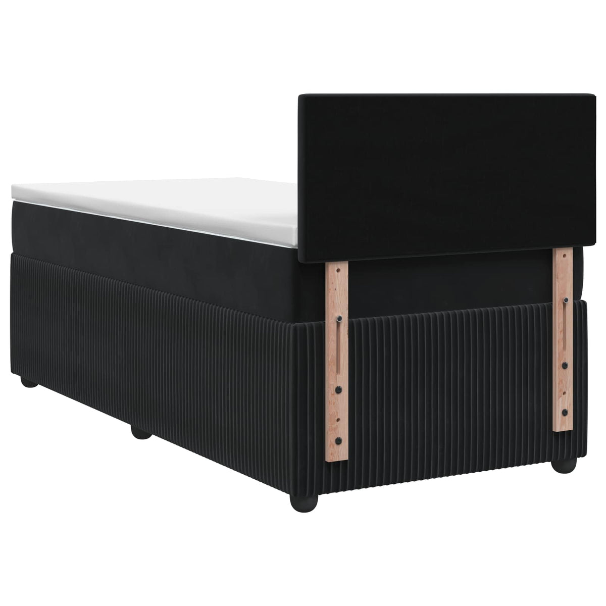 Box Spring Bed with Mattress Black 107 x 203 cm Velvet