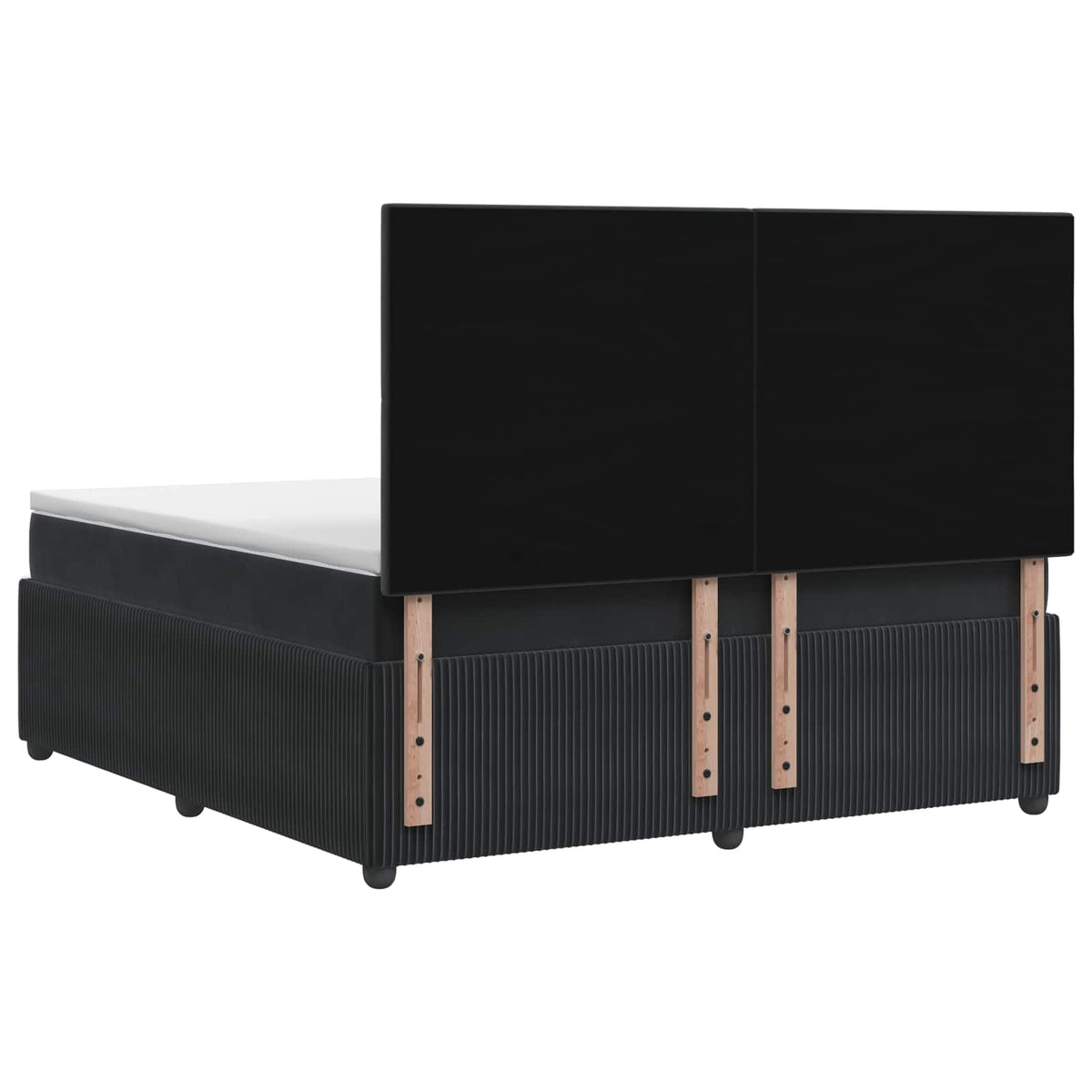 Box Spring Bed with Mattress with Headboard Black Double Velvet