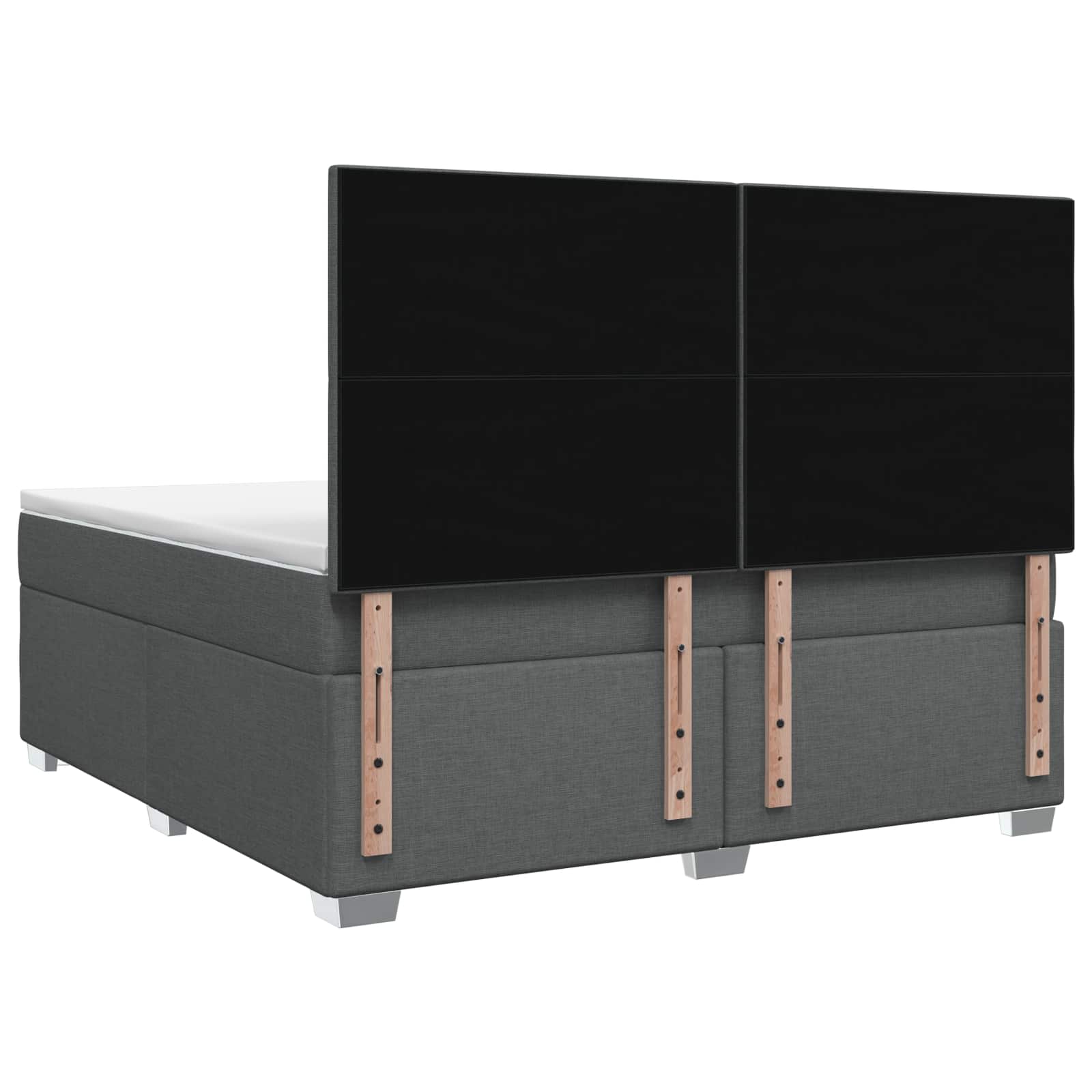 Box Spring Bed with Mattress and LED Dark Grey 153 x 203 cm