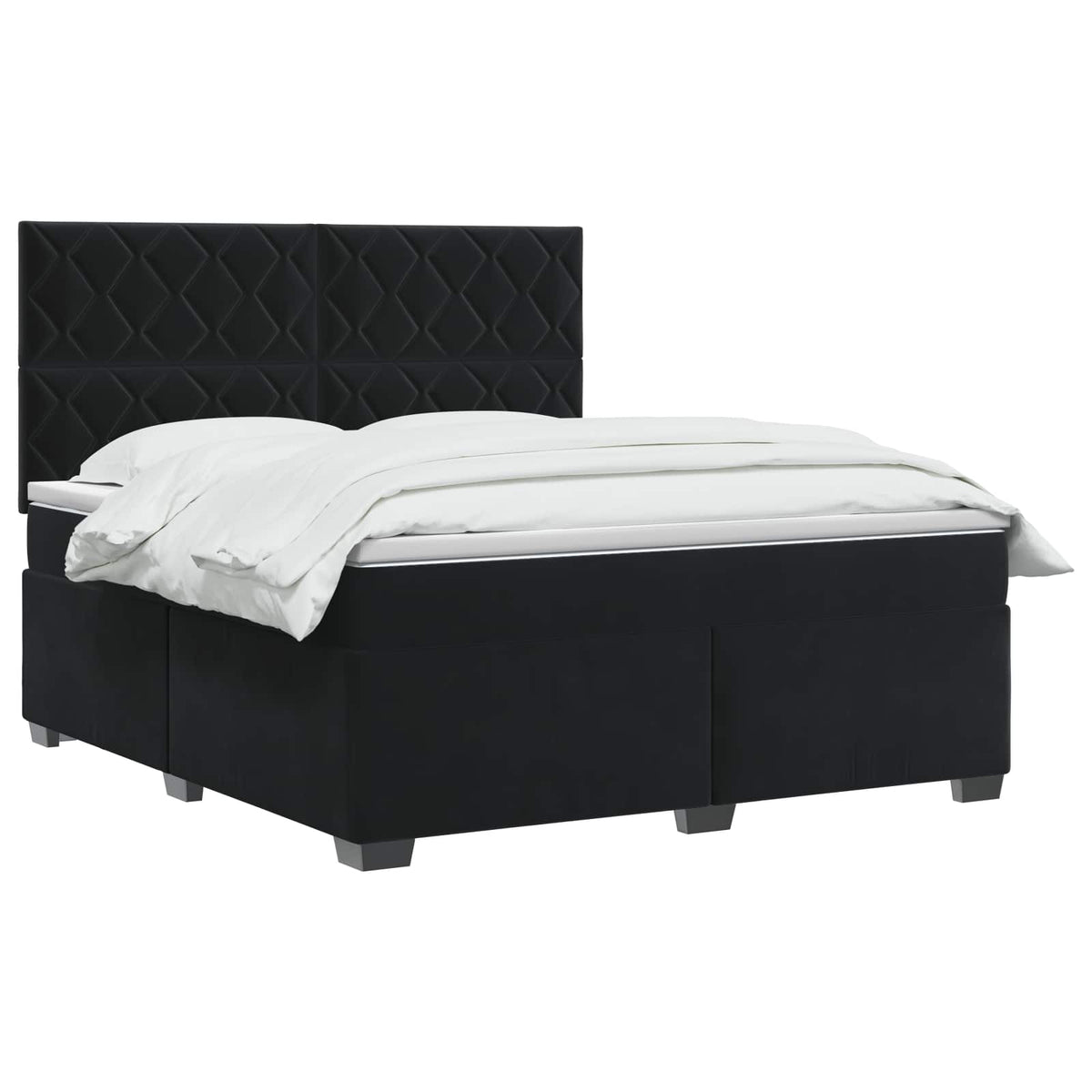 Box Spring Bed with Mattress and LED Black 137 x 190 cm Velvet