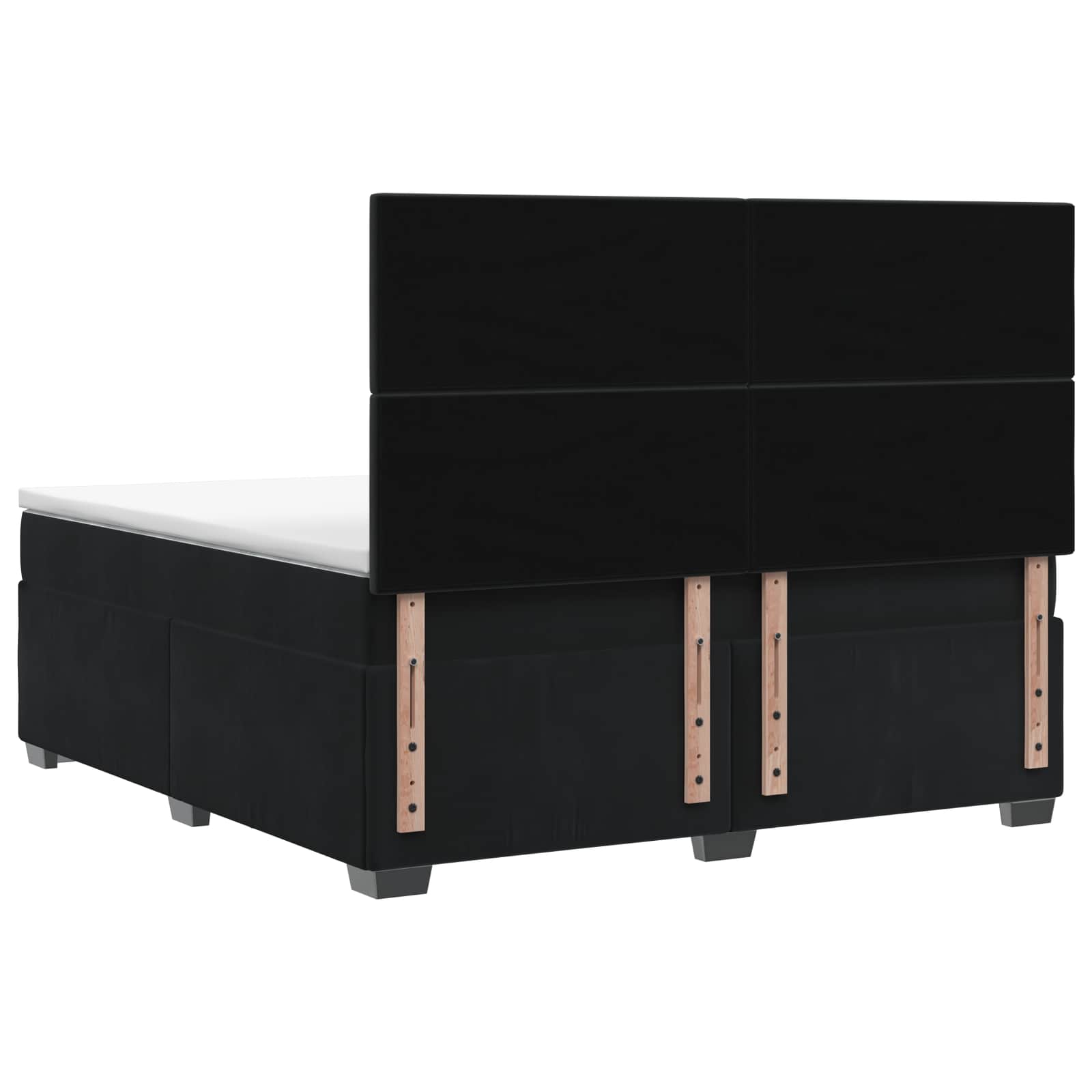 Box Spring Bed with Mattress and LED Black 153 x 203 cm Velvet