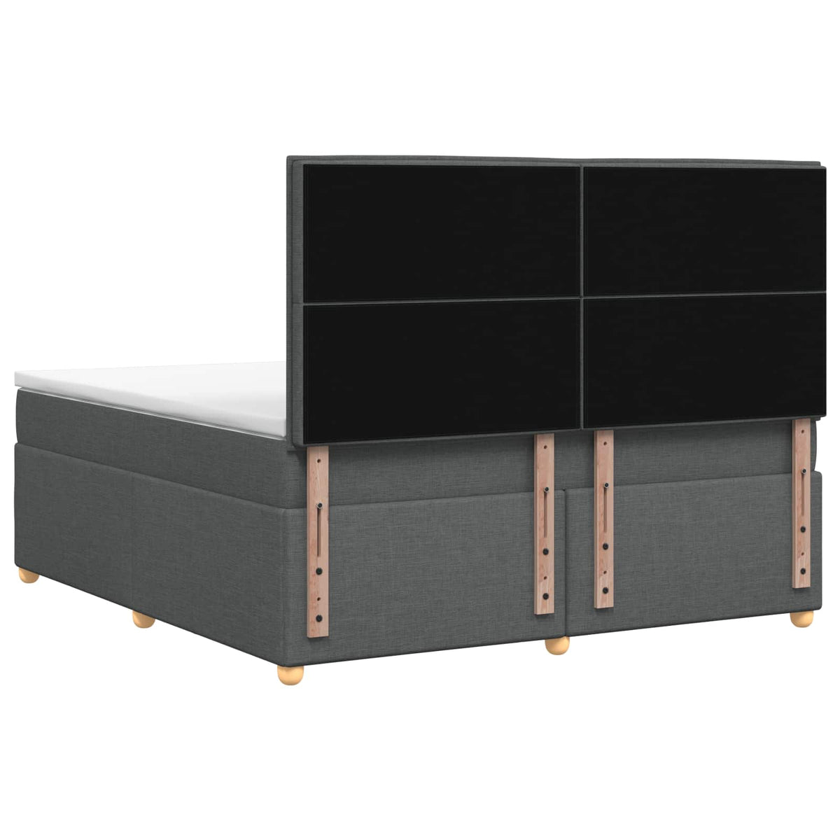 LED Box Spring Bed with Mattress Dark Grey 140 x 190 cm Fabric