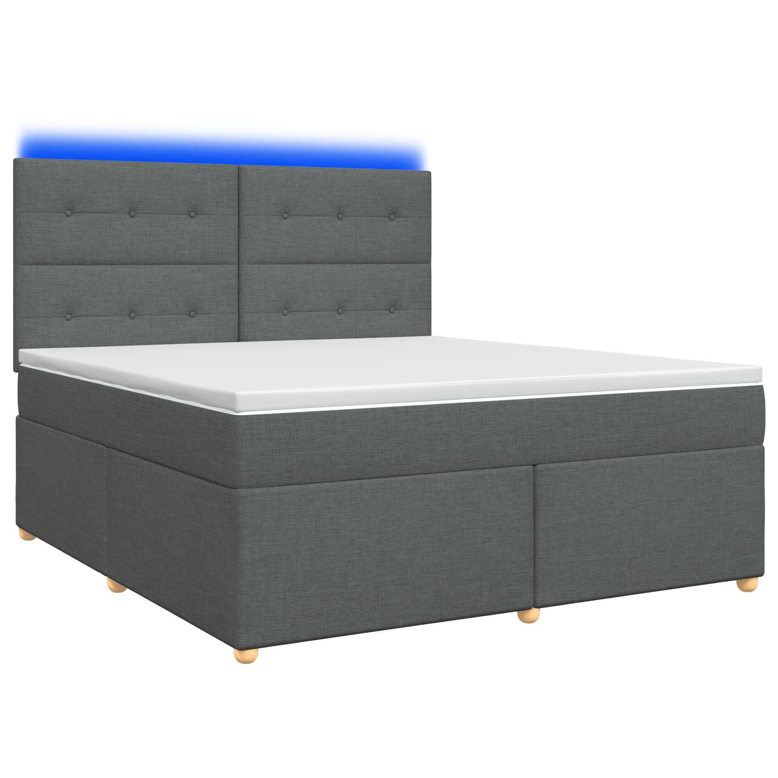 LED Box Spring Bed with Mattress Dark Grey 160 x 200 cm Fabric