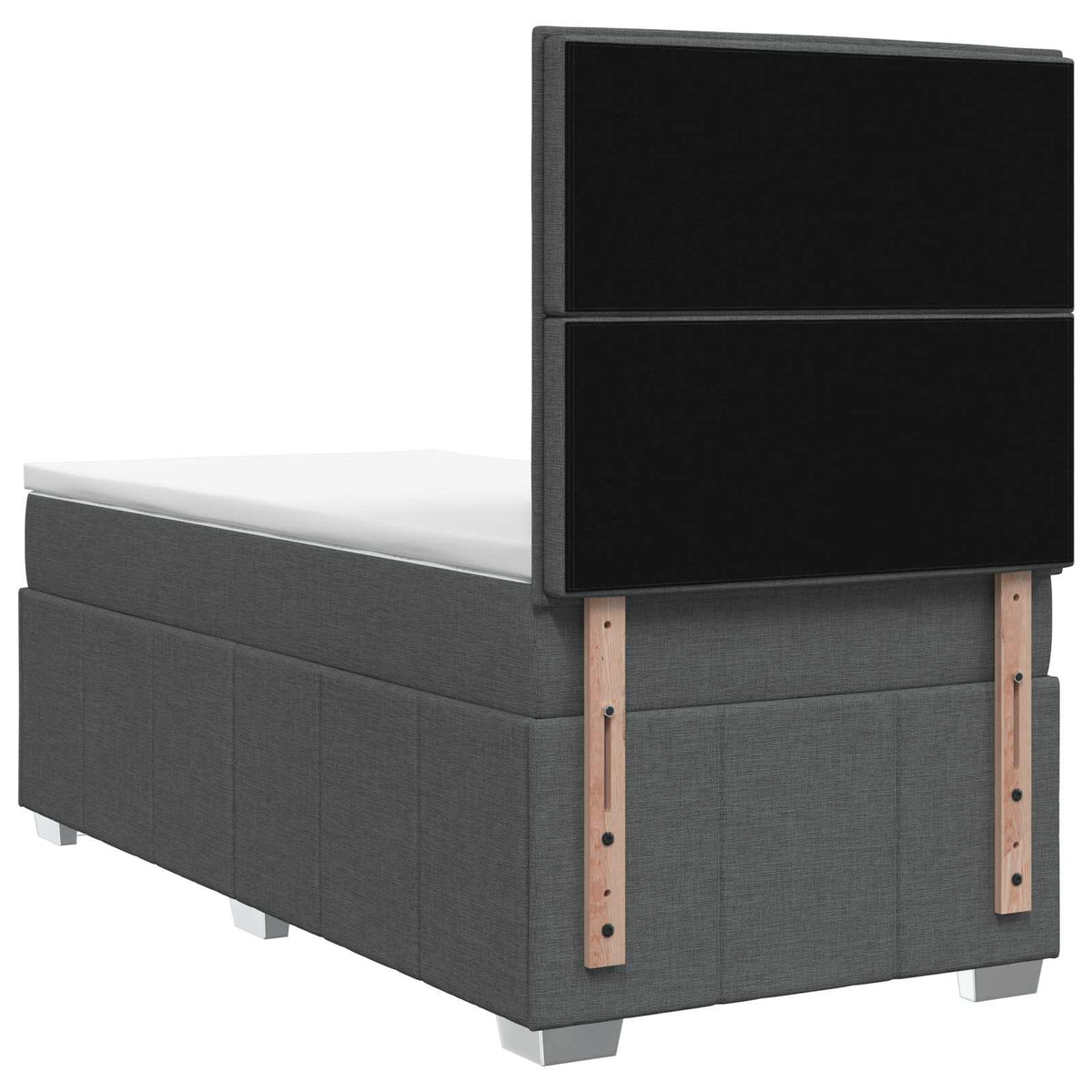 LED Box Spring Bed with Mattress Dark Grey 140 x 190 cm Fabric