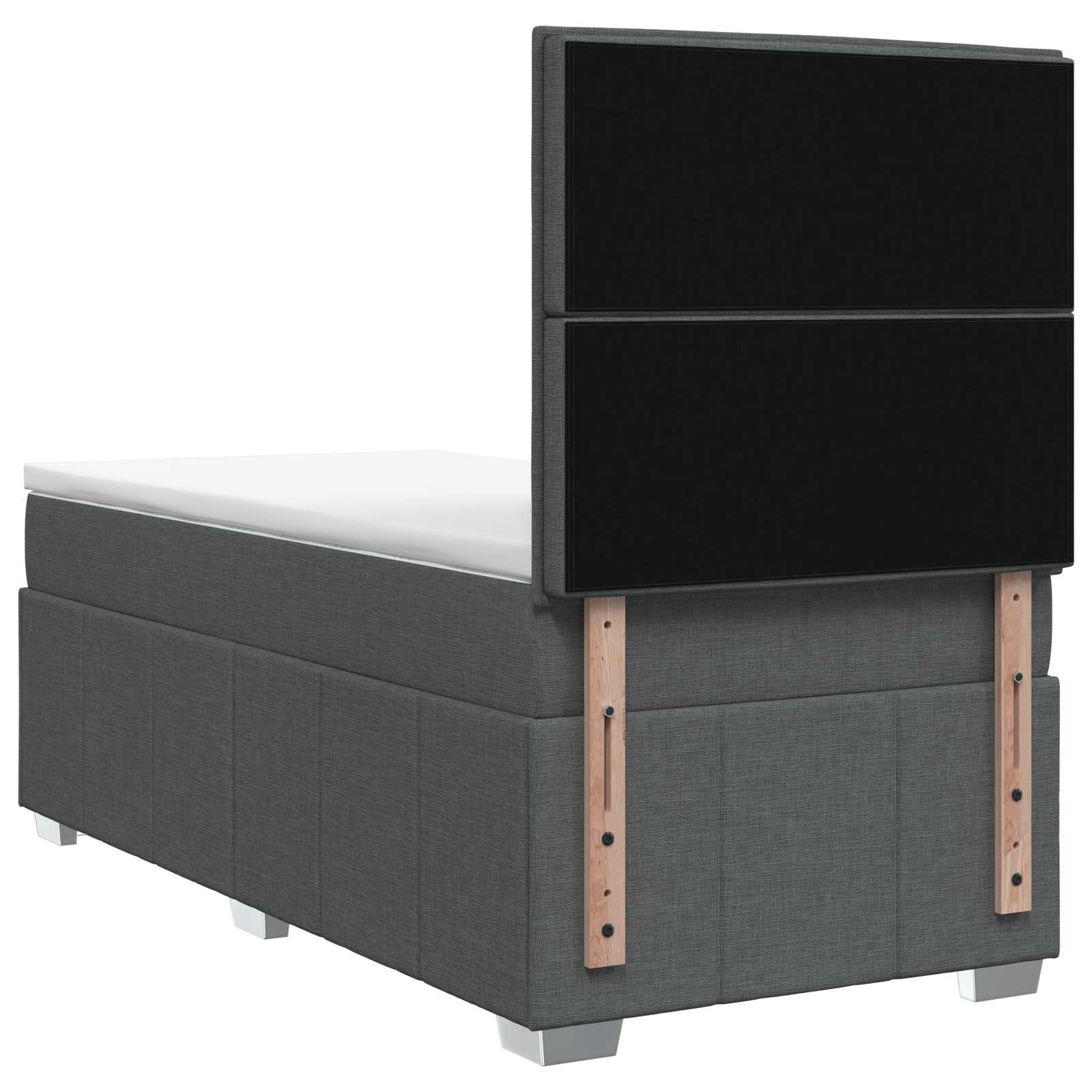 LED Box Spring Bed with Mattress Dark Grey 140 x 190 cm Fabric