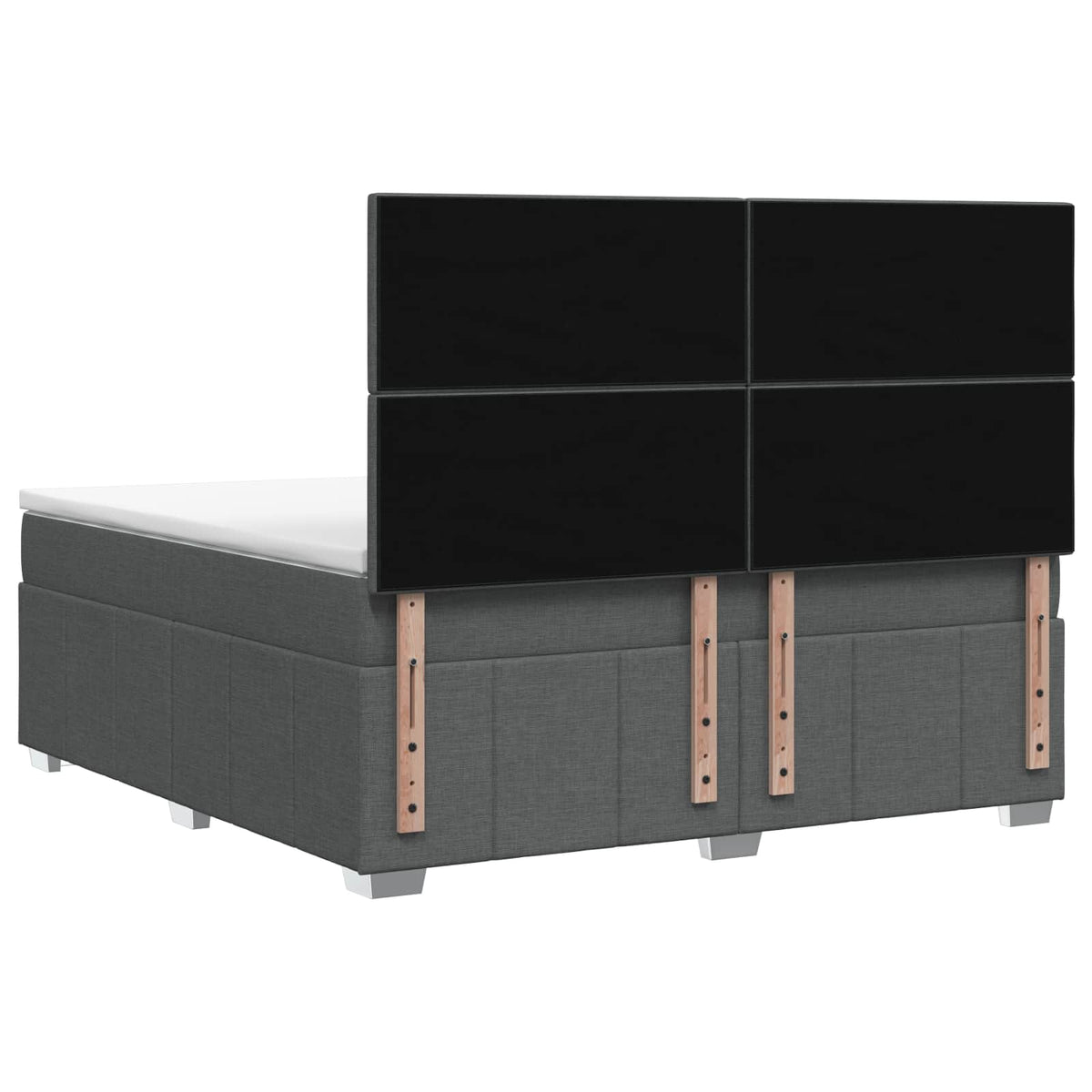 LED Box Spring Bed with Mattress Dark Grey 160 x 200 cm Fabric